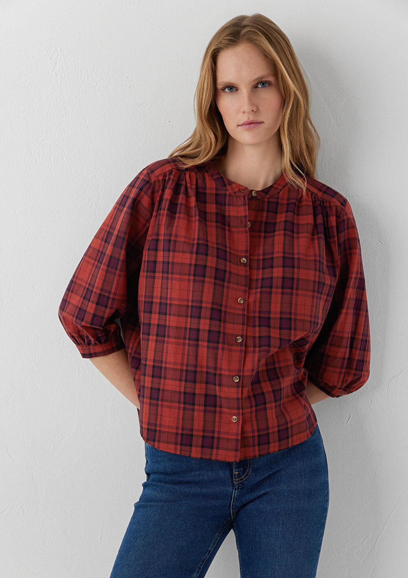 Mavi Kareli Gömlek Oversize / Geniş Kesim 1211597-91770