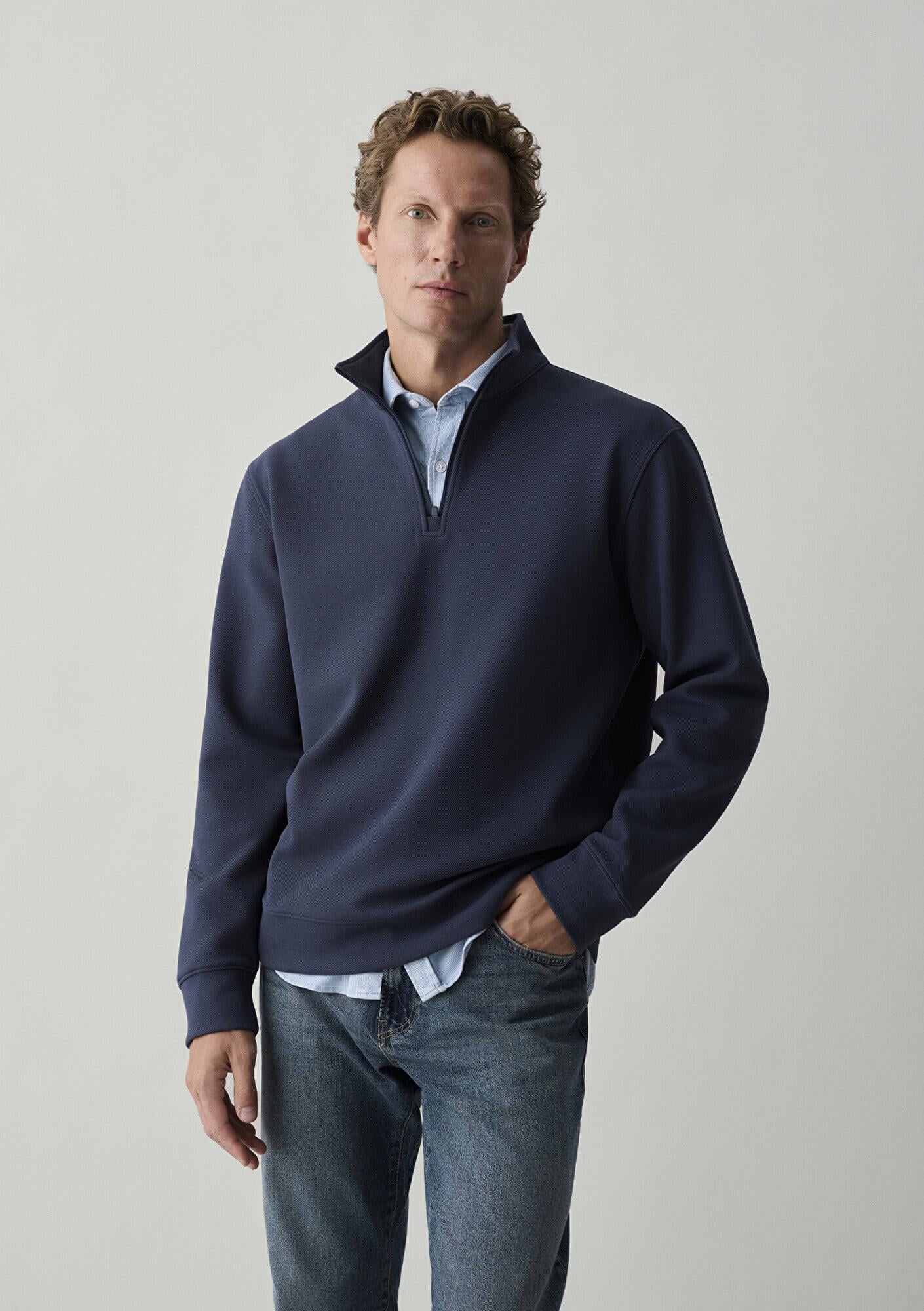 Mavi Yarı Fermuarlı Lacivert Sweatshirt 0S20126-70497