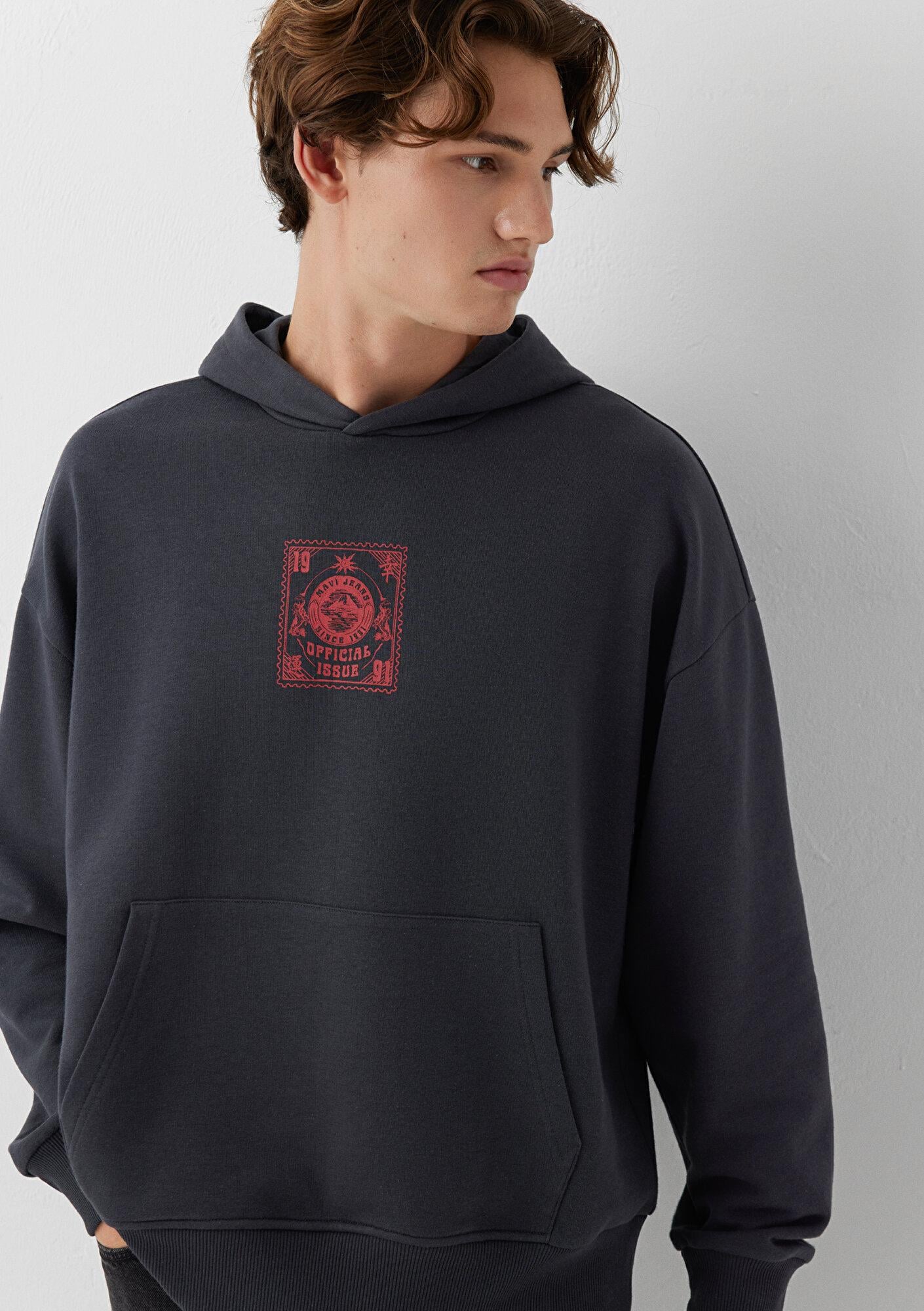 Mavi Kapüşonlu Antrasit Sweatshirt 0S20136-70087