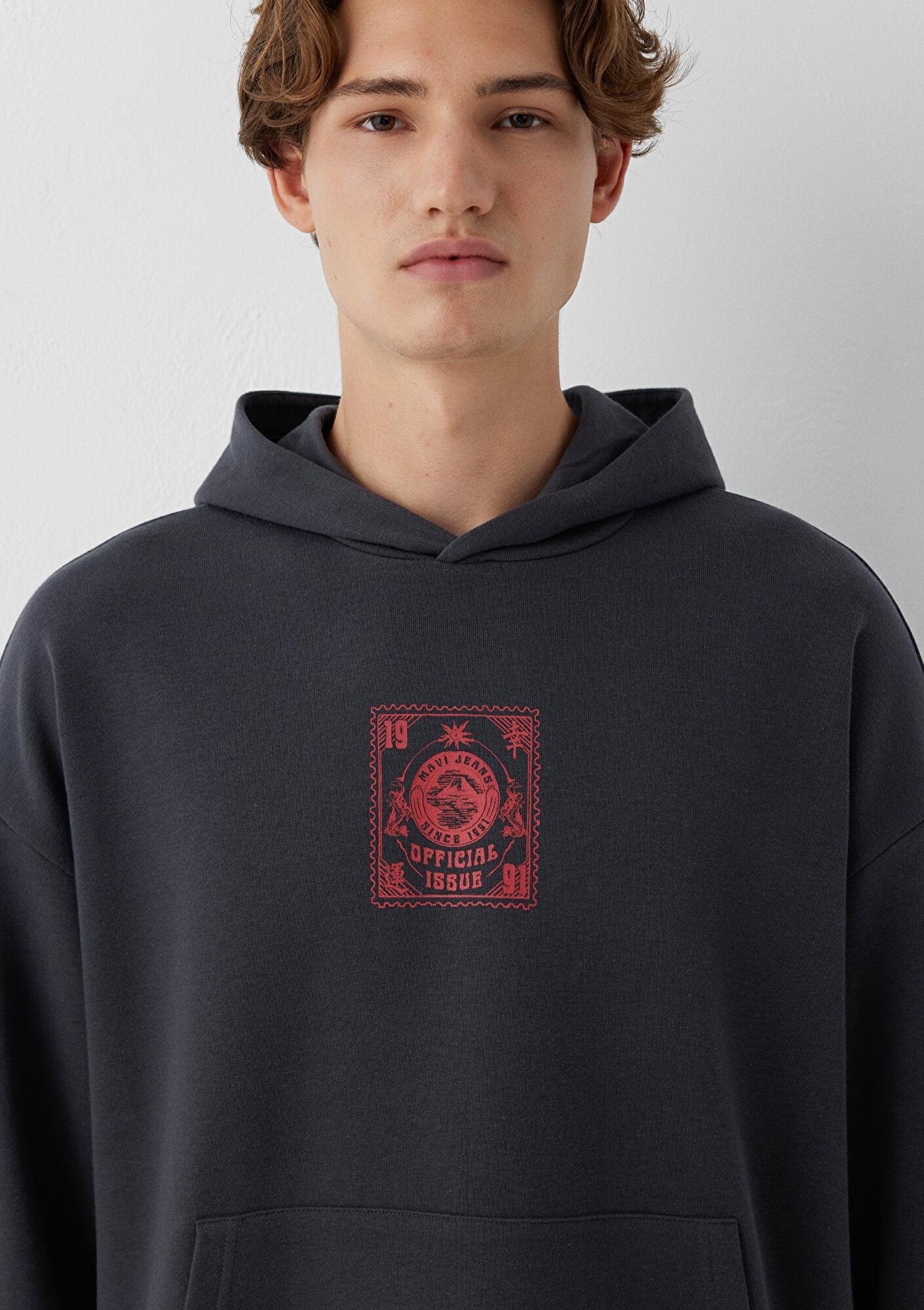 Mavi Kapüşonlu Antrasit Sweatshirt 0S20136-70087