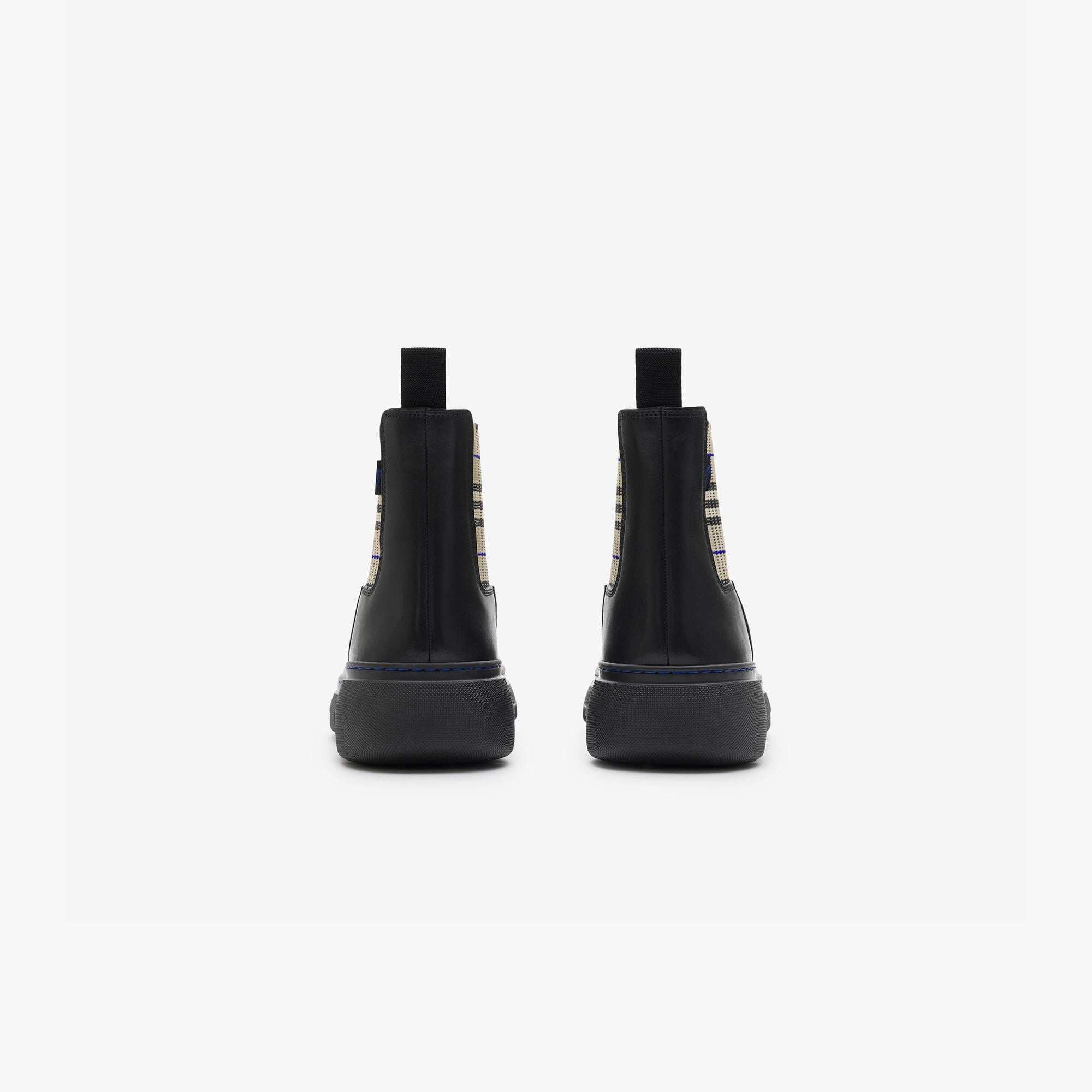 Burberry Leather Creeper Low Chelsea Erkek Siyah Bot