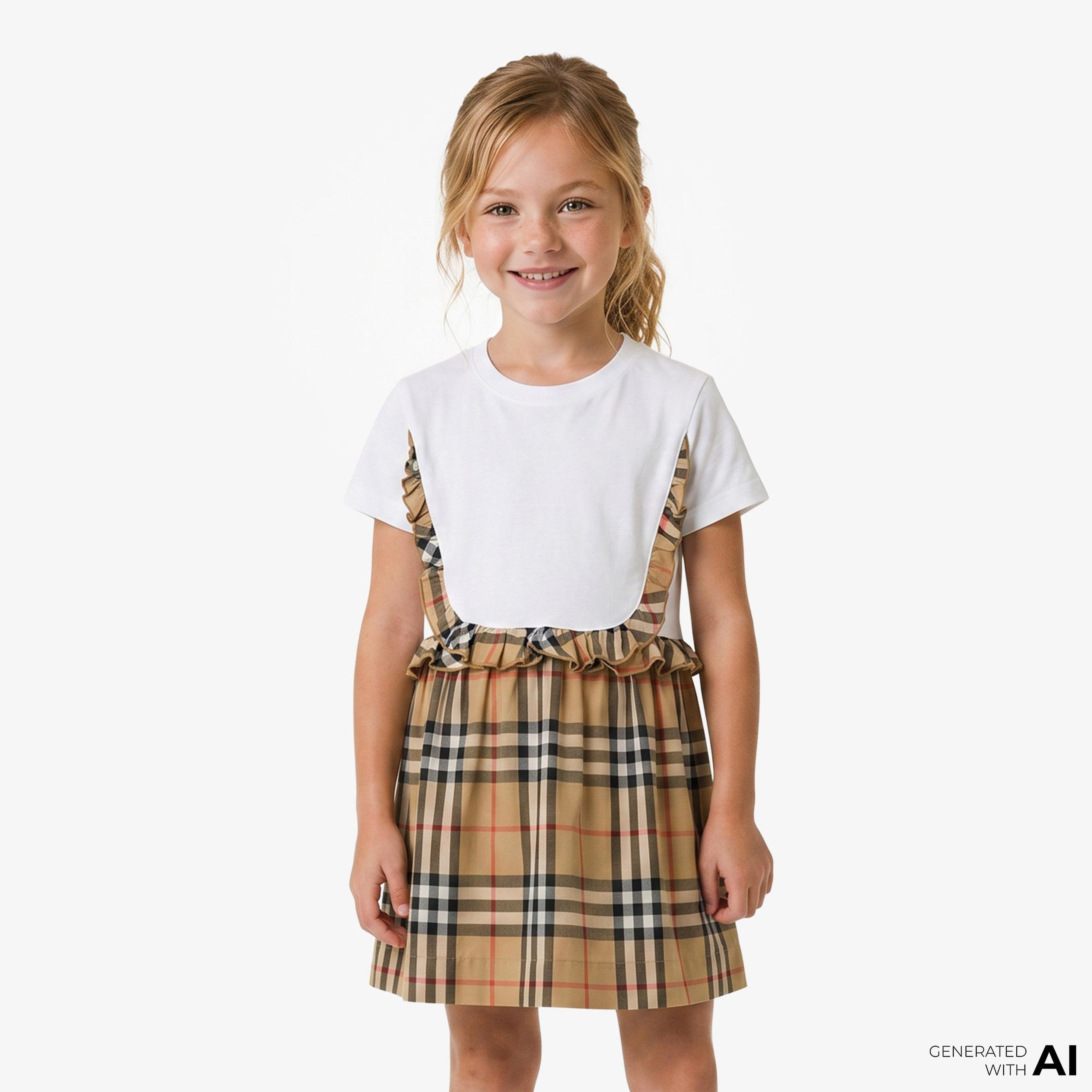 Burberry Rhonda Frıll Çocuk Beyaz Elbise