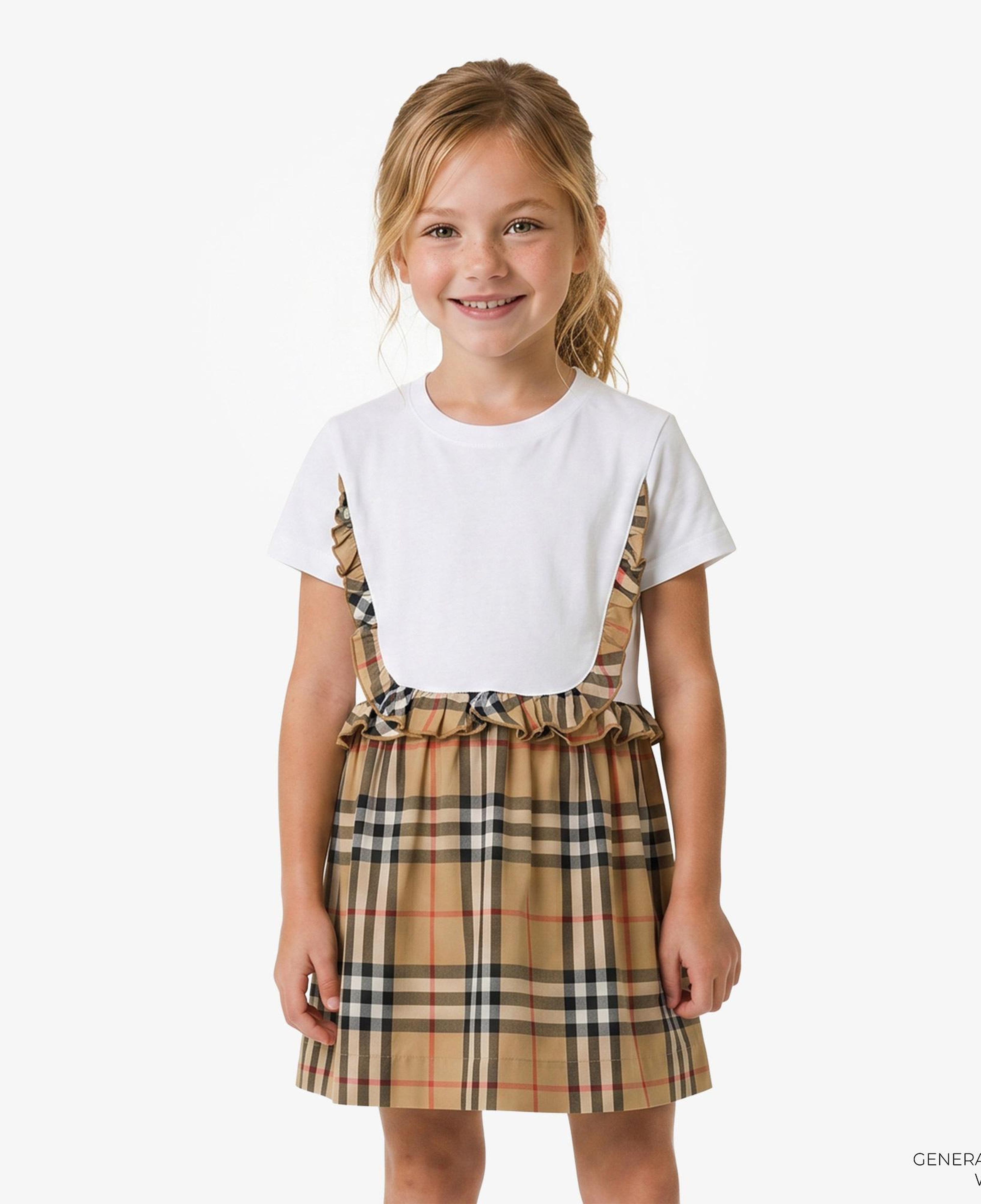 Burberry Rhonda Frıll Çocuk Beyaz Elbise