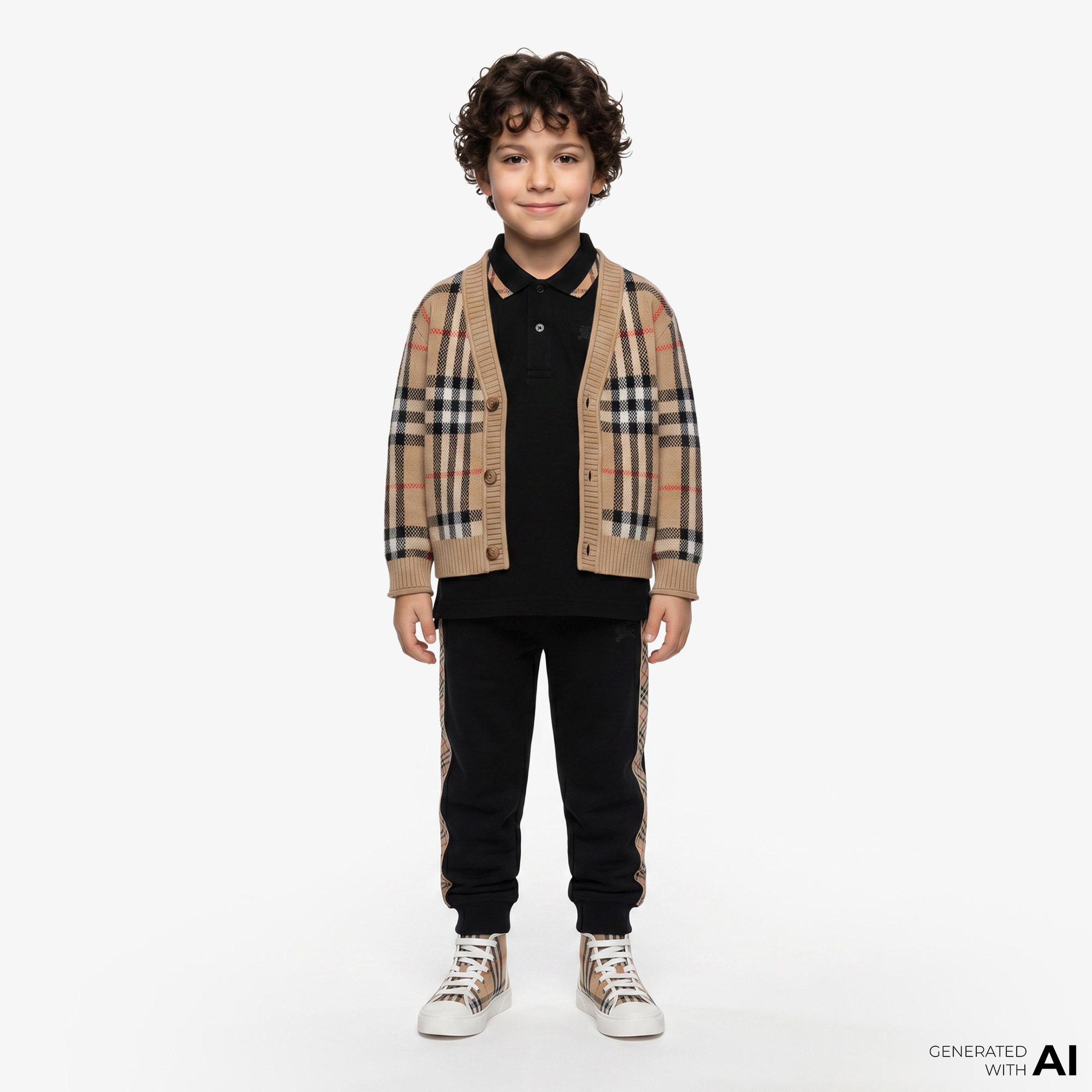 Burberry Jenton Check Cardı Çocuk Bej Hırka