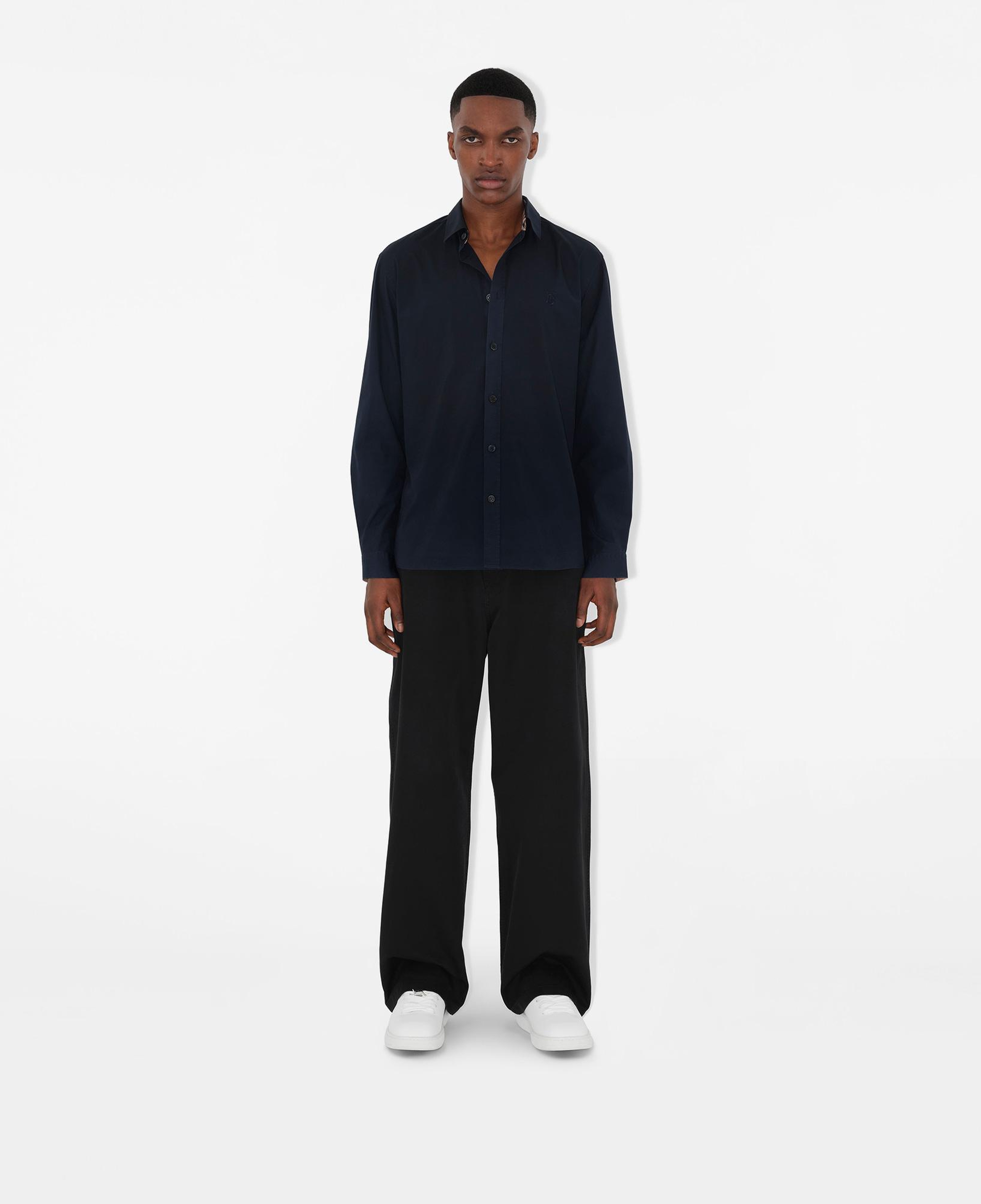 Burberry Stretch Pamuklu Erkek Lacivert Gömlek