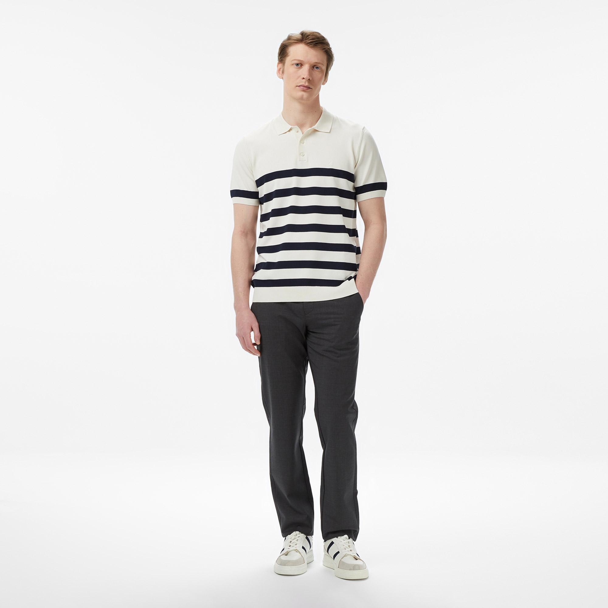 Nautica Erkek Krem Regular Fit Kısa Kollu Triko