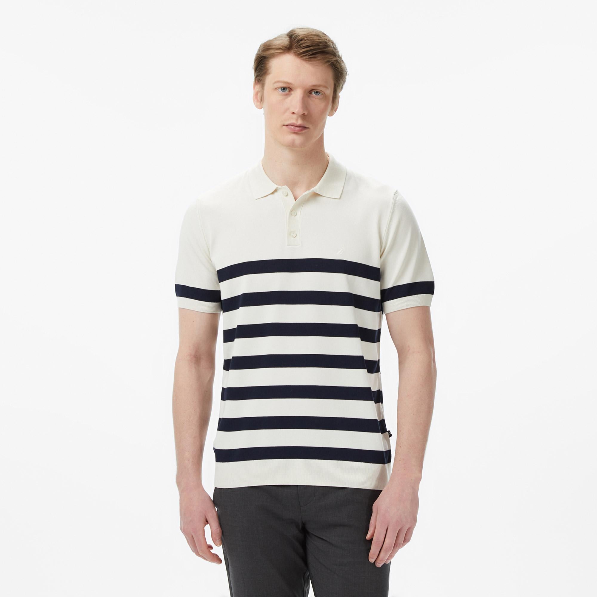Nautica Erkek Krem Regular Fit Kısa Kollu Triko