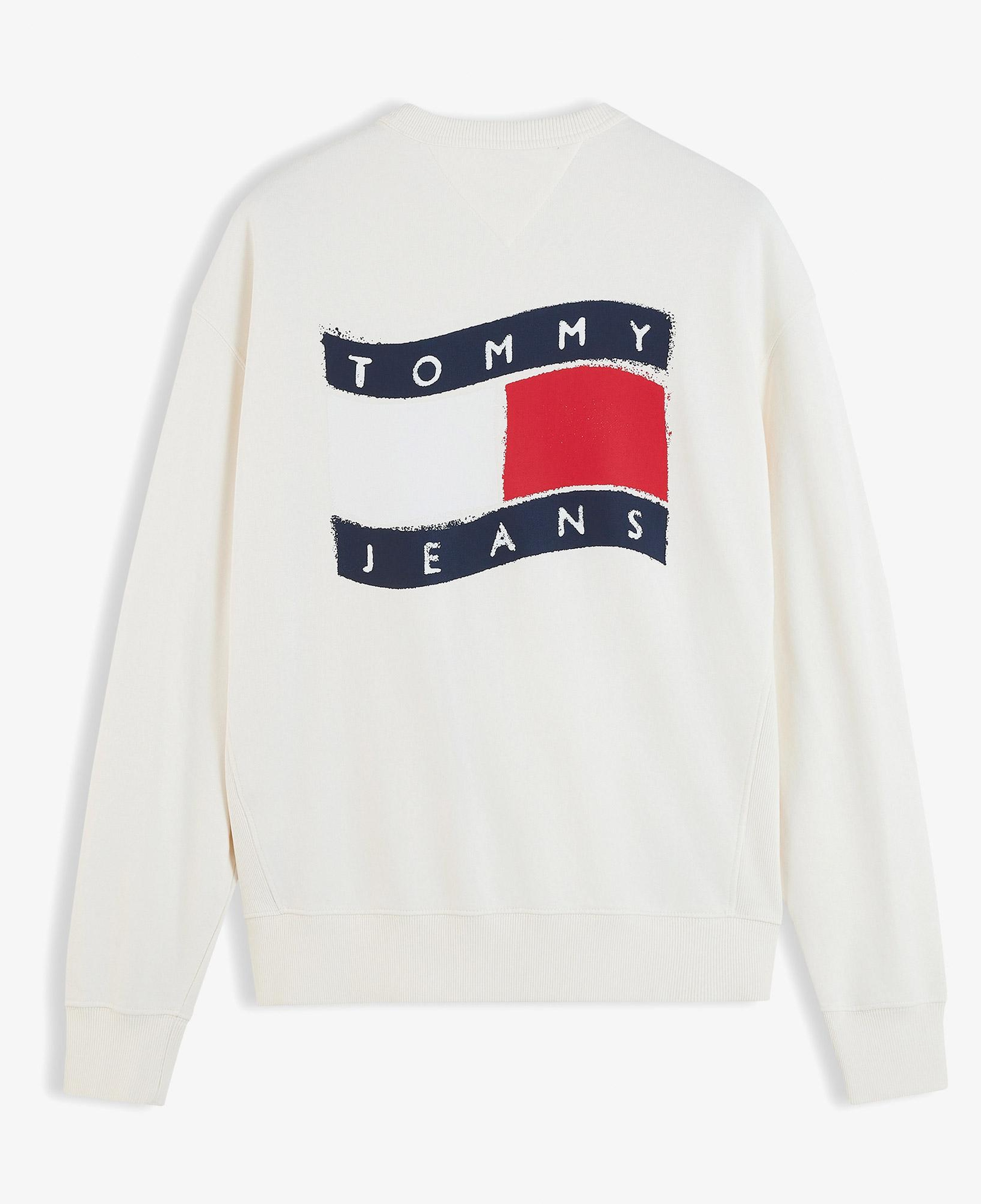 Tommy Hilfiger Wavy Flag Erkek Beyaz Sweatshirt