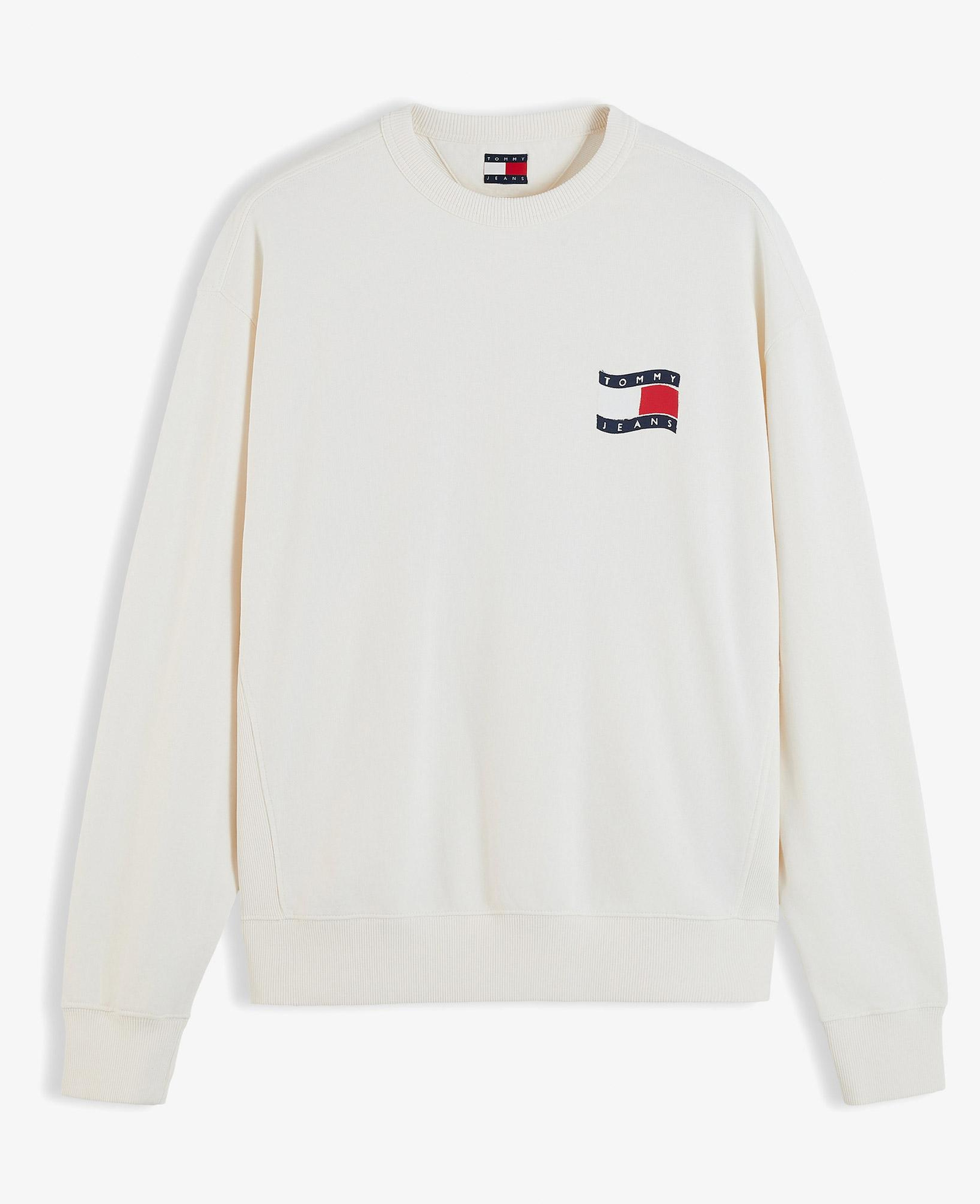 Tommy Hilfiger Wavy Flag Erkek Beyaz Sweatshirt