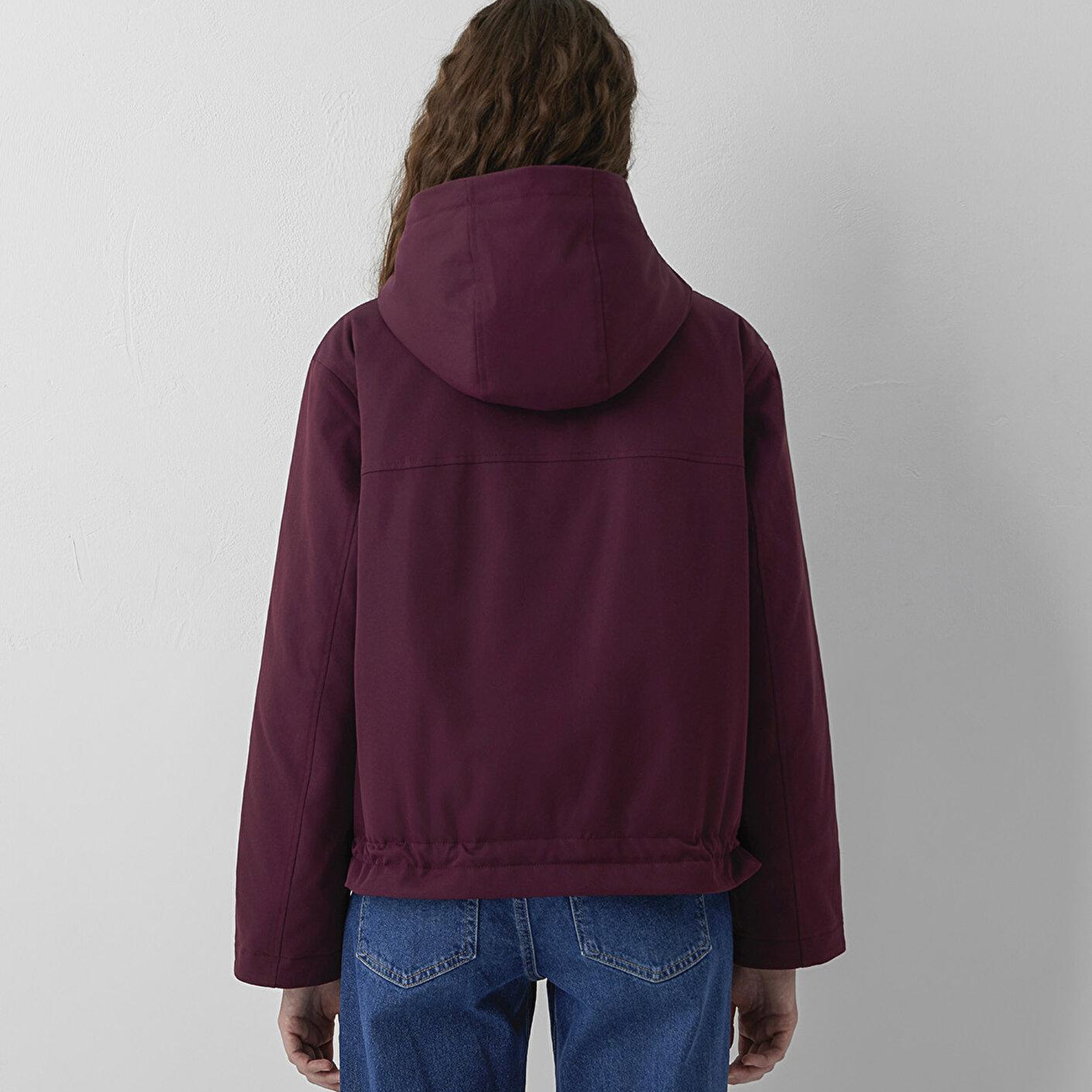 Mavi Kapüşonlu Mor Ceket Loose Fit / Bol Rahat Kesim 1110877-70434