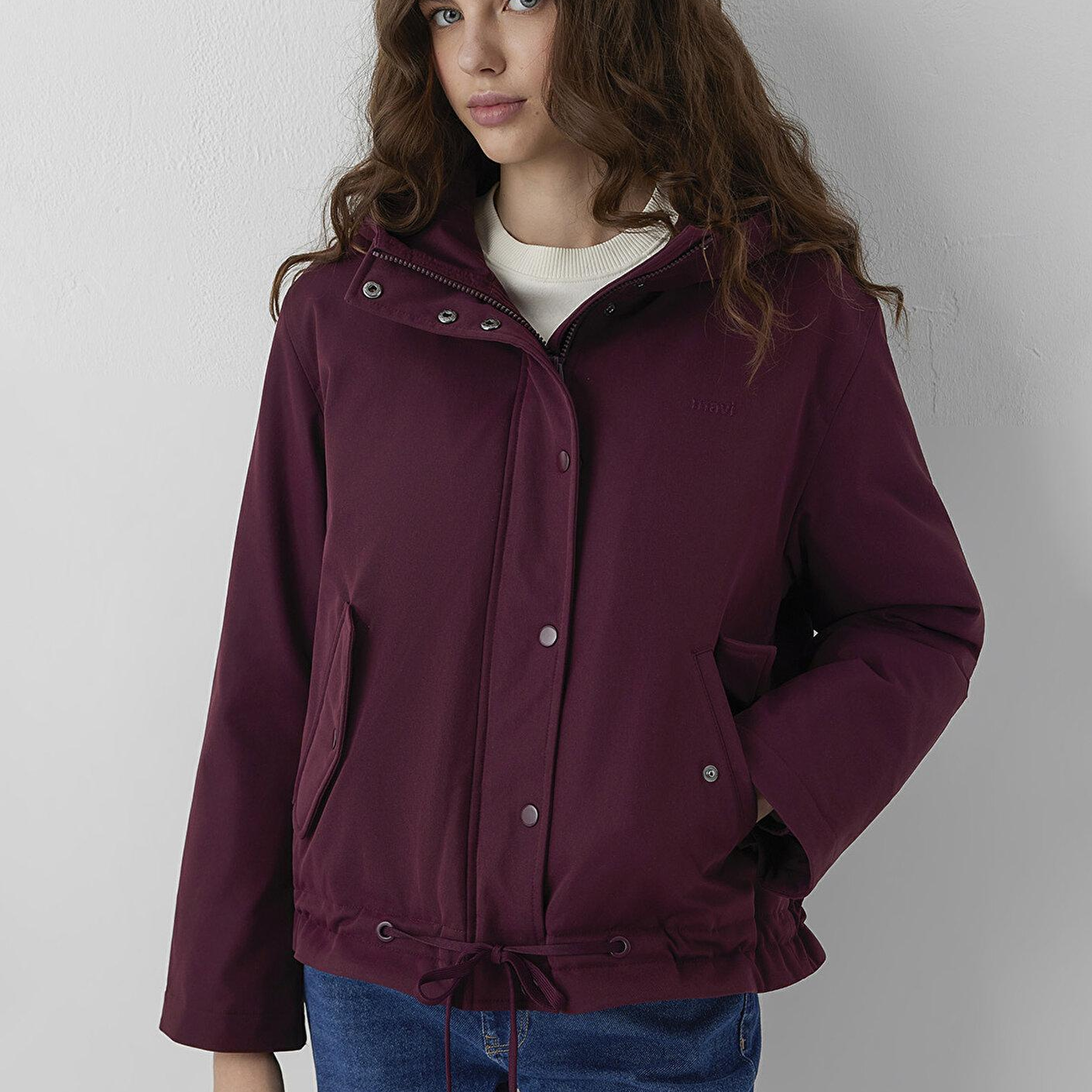 Mavi Kapüşonlu Mor Ceket Loose Fit / Bol Rahat Kesim 1110877-70434