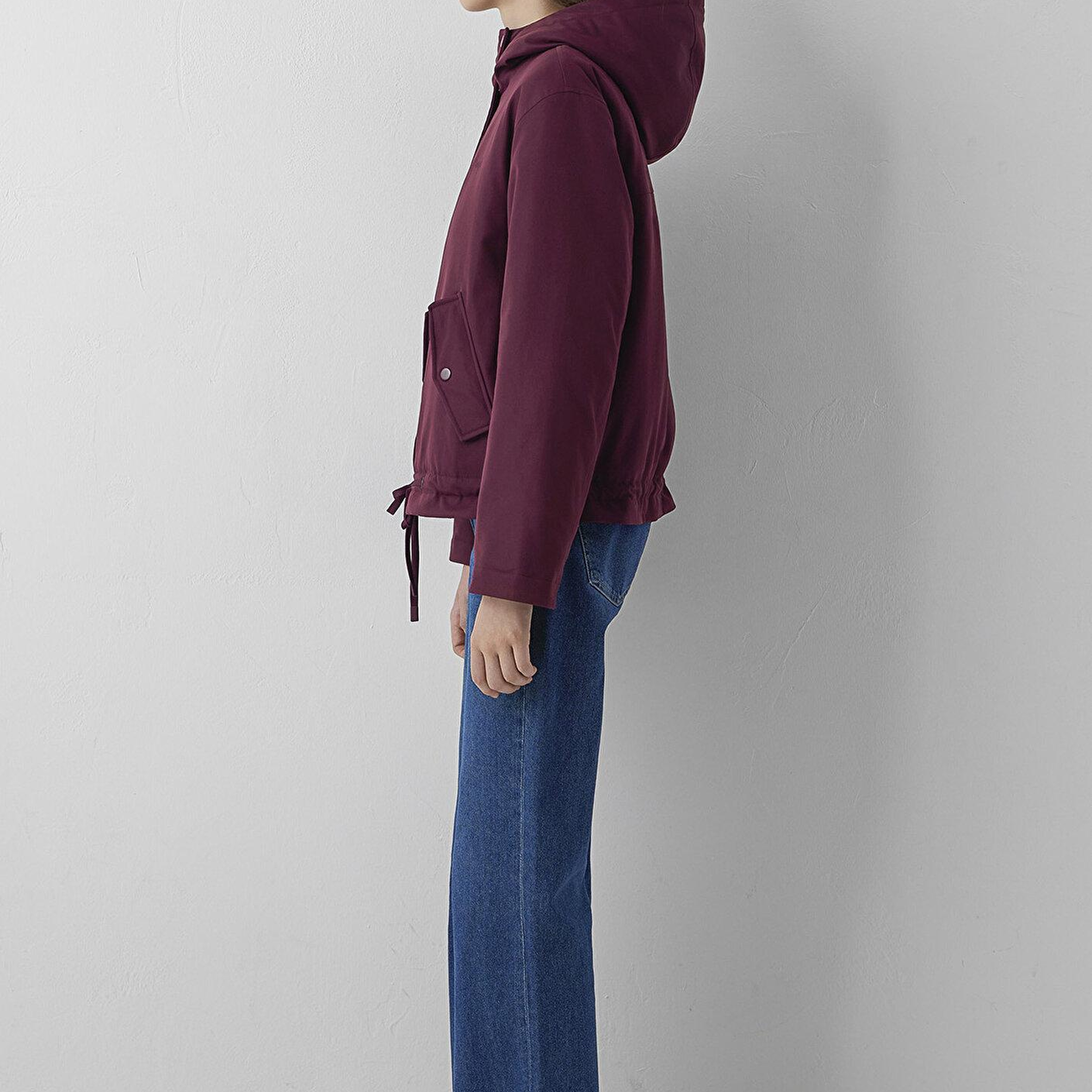 Mavi Kapüşonlu Mor Ceket Loose Fit / Bol Rahat Kesim 1110877-70434