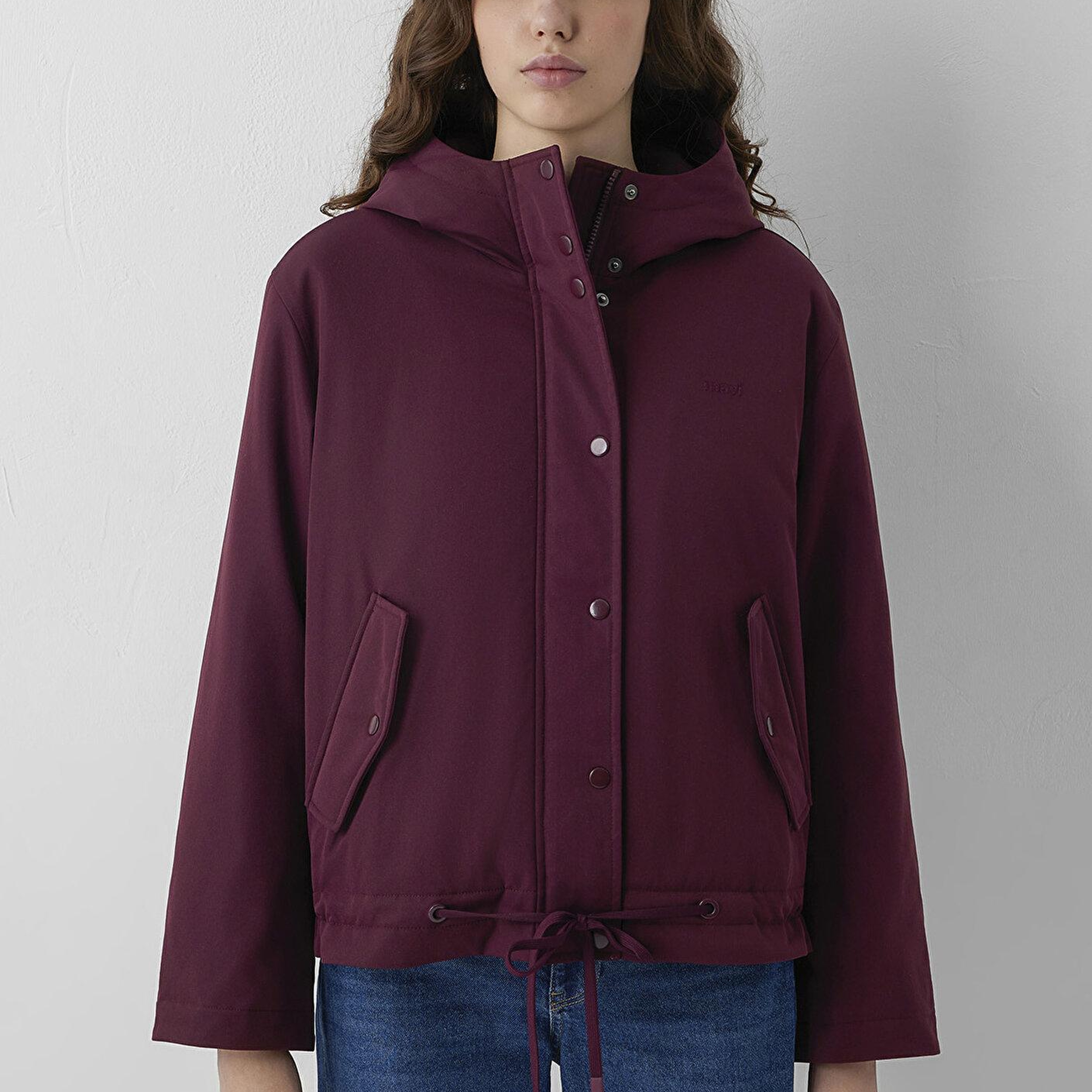 Mavi Kapüşonlu Mor Ceket Loose Fit / Bol Rahat Kesim 1110877-70434