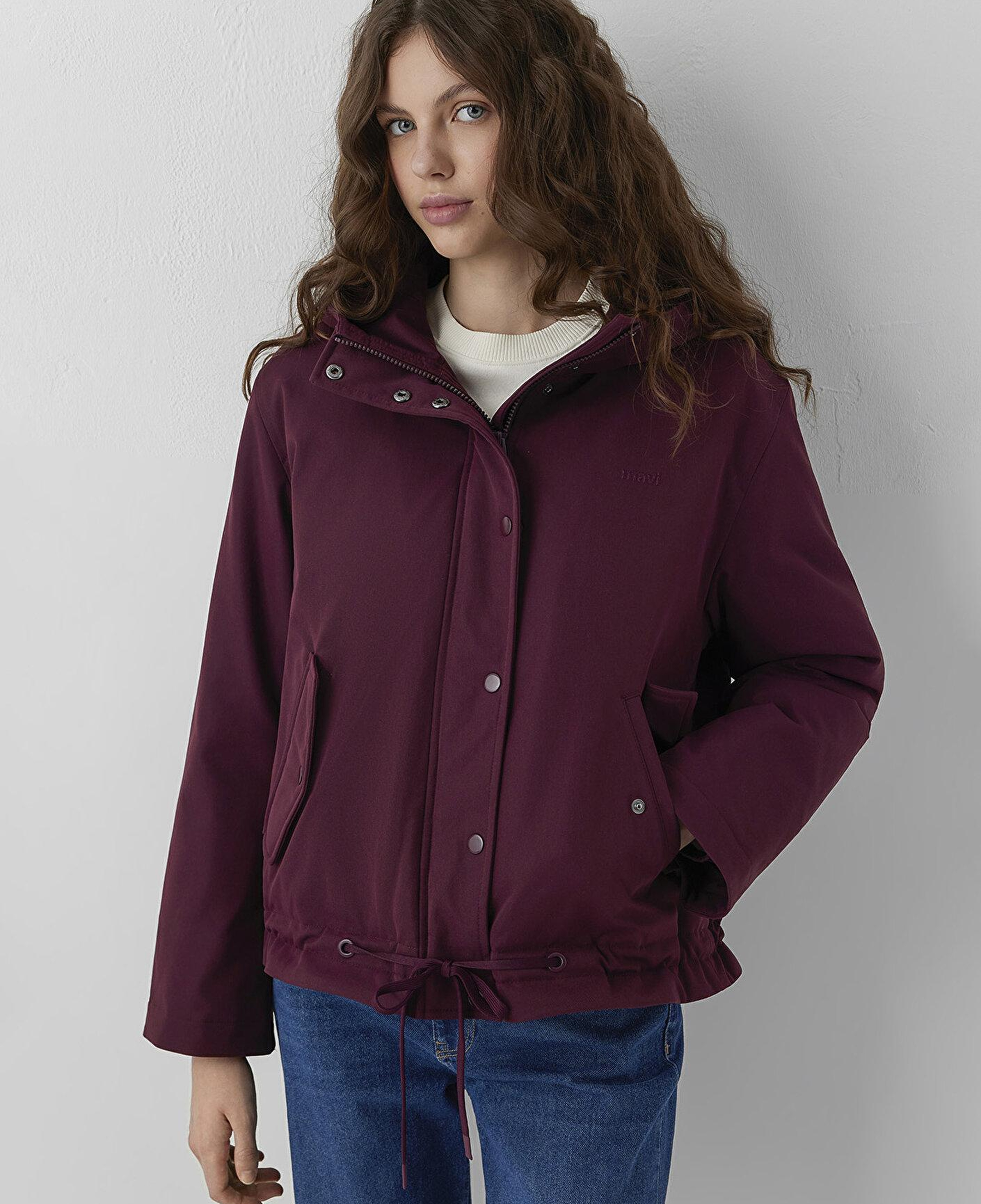 Mavi Kapüşonlu Mor Ceket Loose Fit / Bol Rahat Kesim 1110877-70434