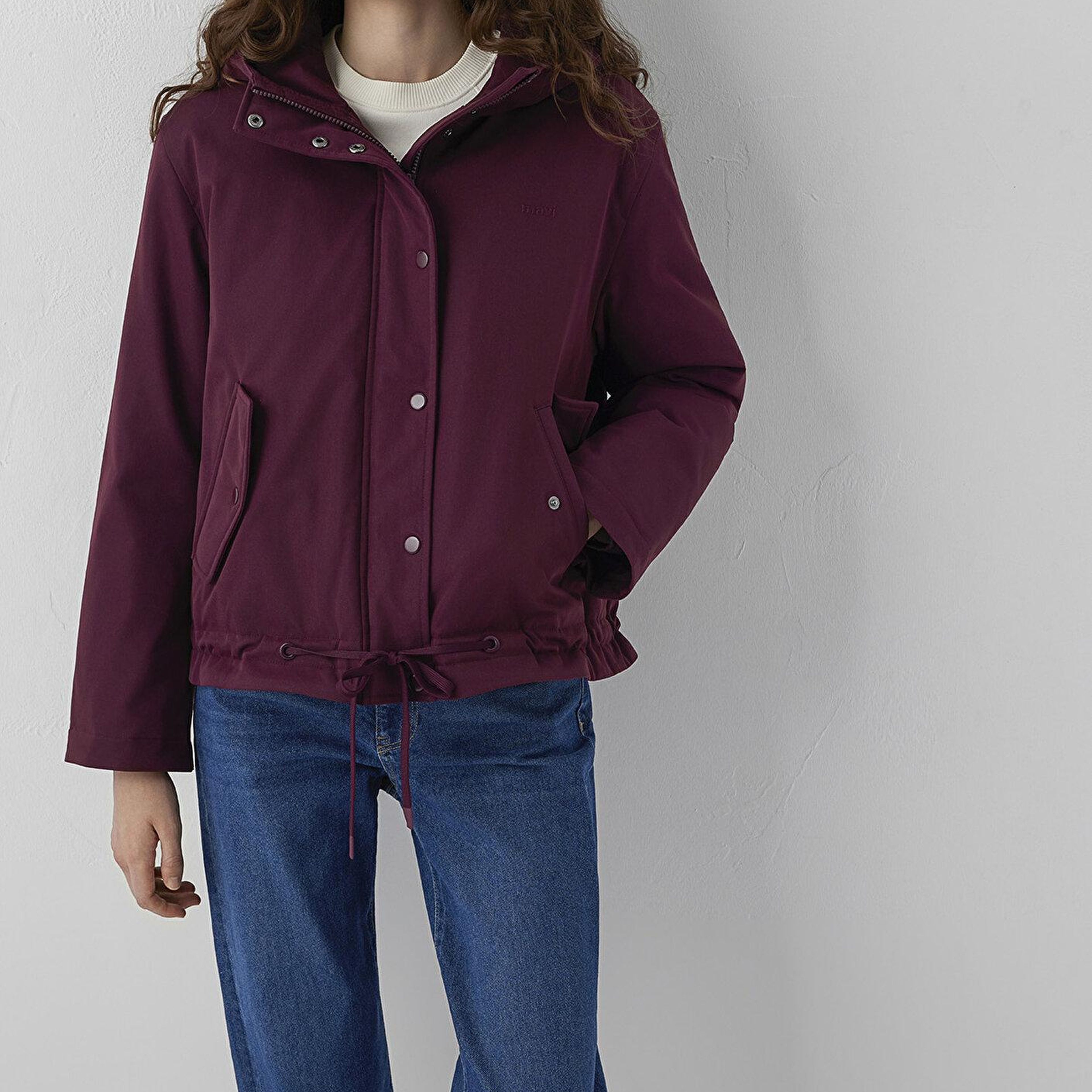 Mavi Kapüşonlu Mor Ceket Loose Fit / Bol Rahat Kesim 1110877-70434
