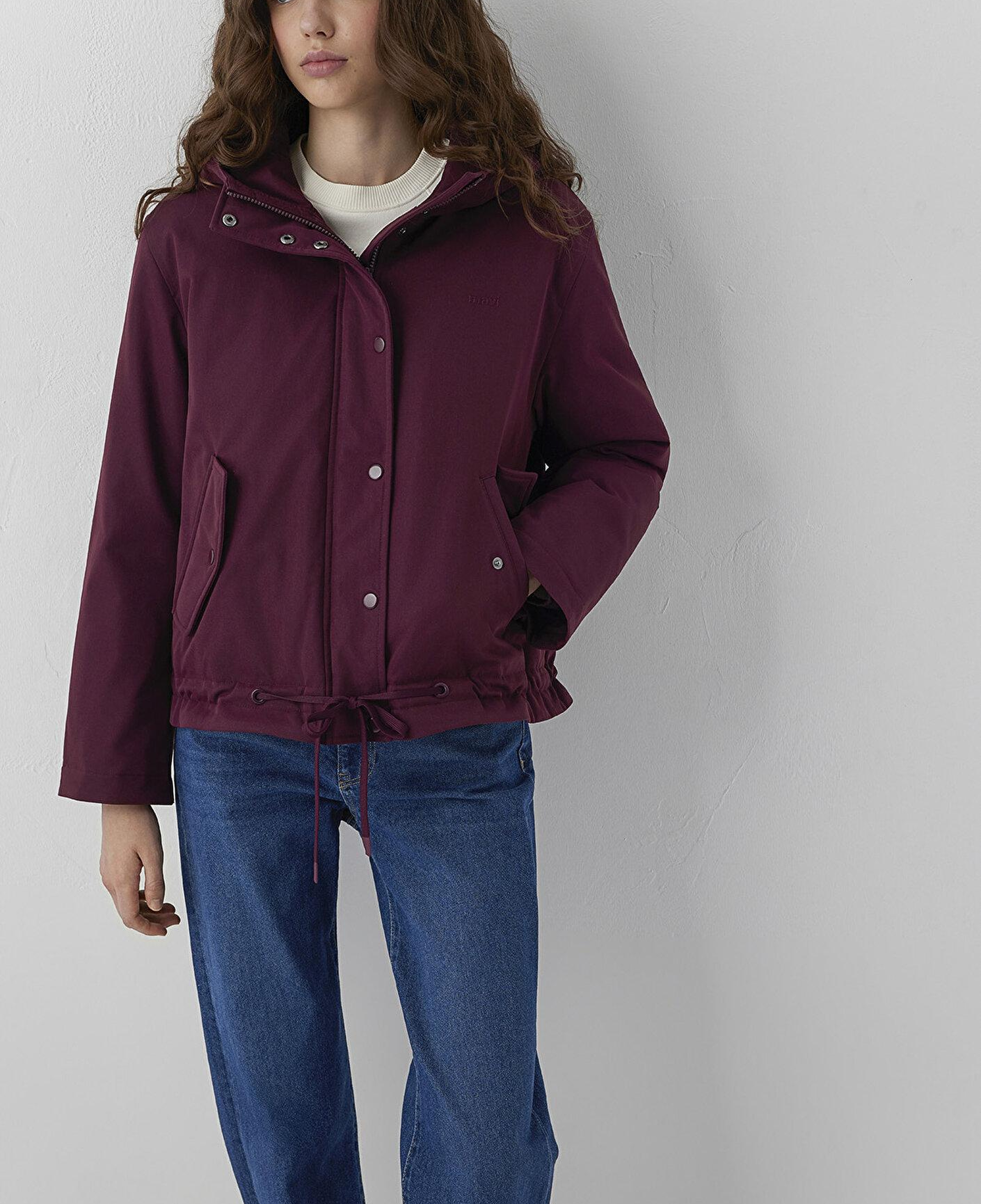 Mavi Kapüşonlu Mor Ceket Loose Fit / Bol Rahat Kesim 1110877-70434