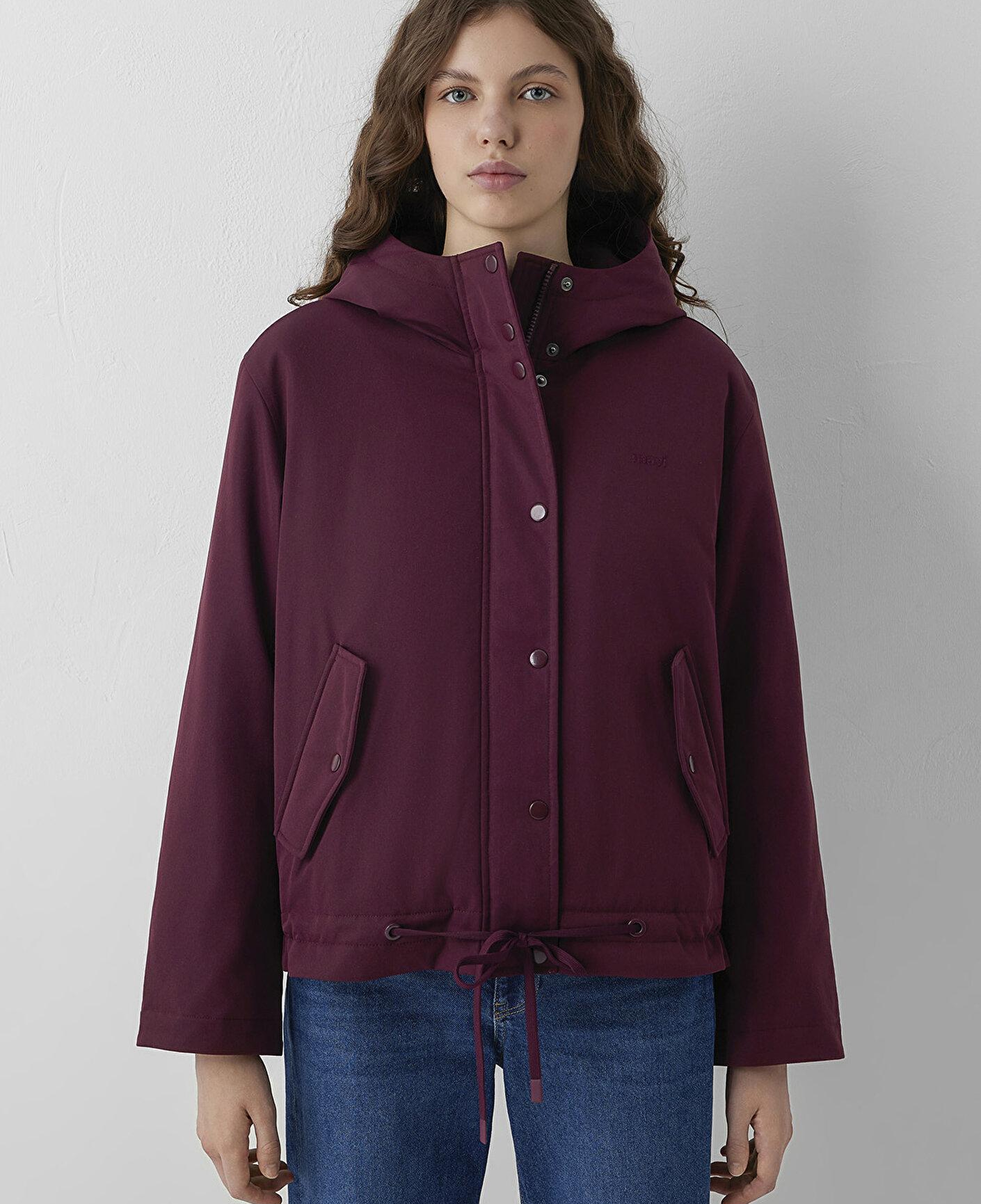 Mavi Kapüşonlu Mor Ceket Loose Fit / Bol Rahat Kesim 1110877-70434
