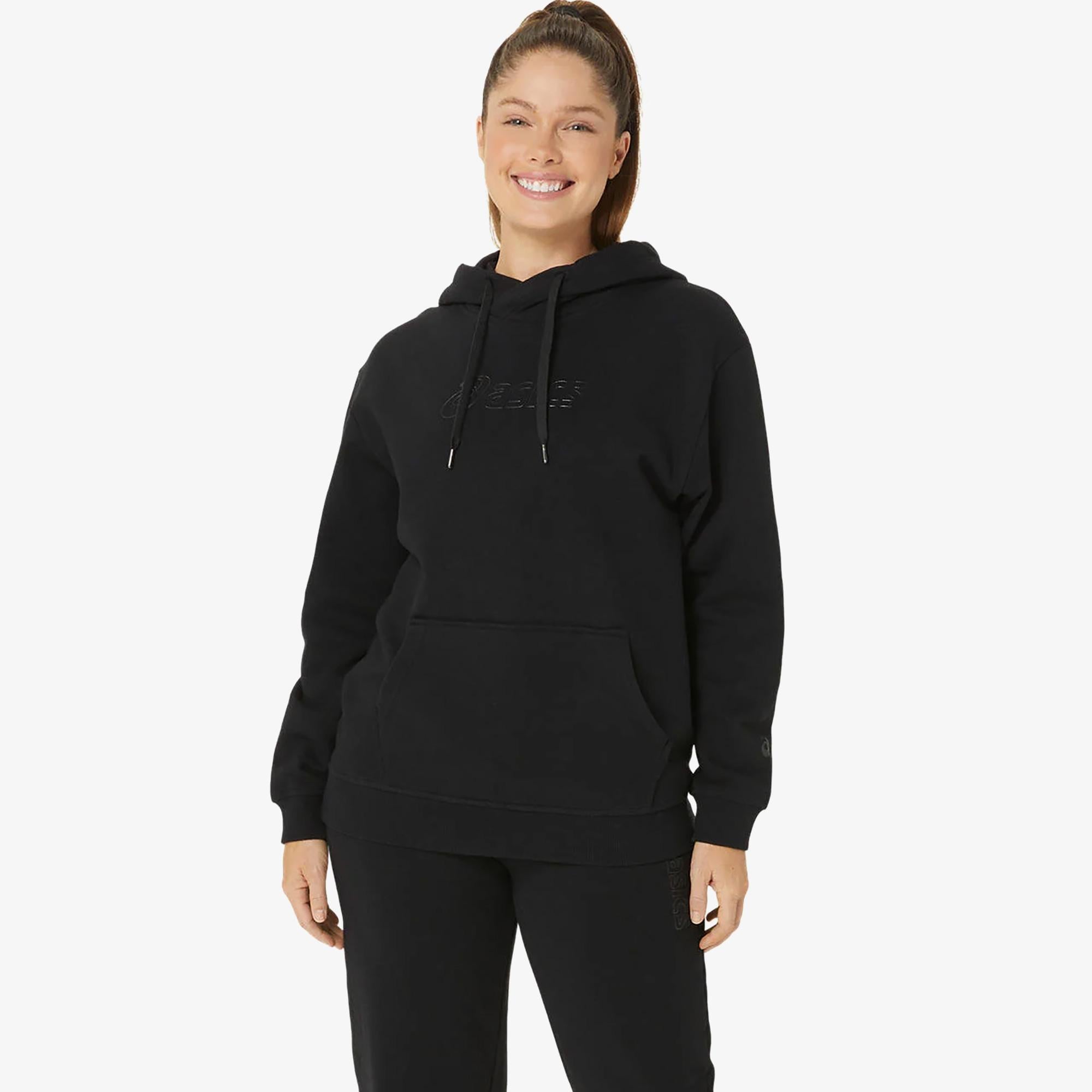 Asics Logo Oth Hoodie Kadın Siyah Sweatshirt
