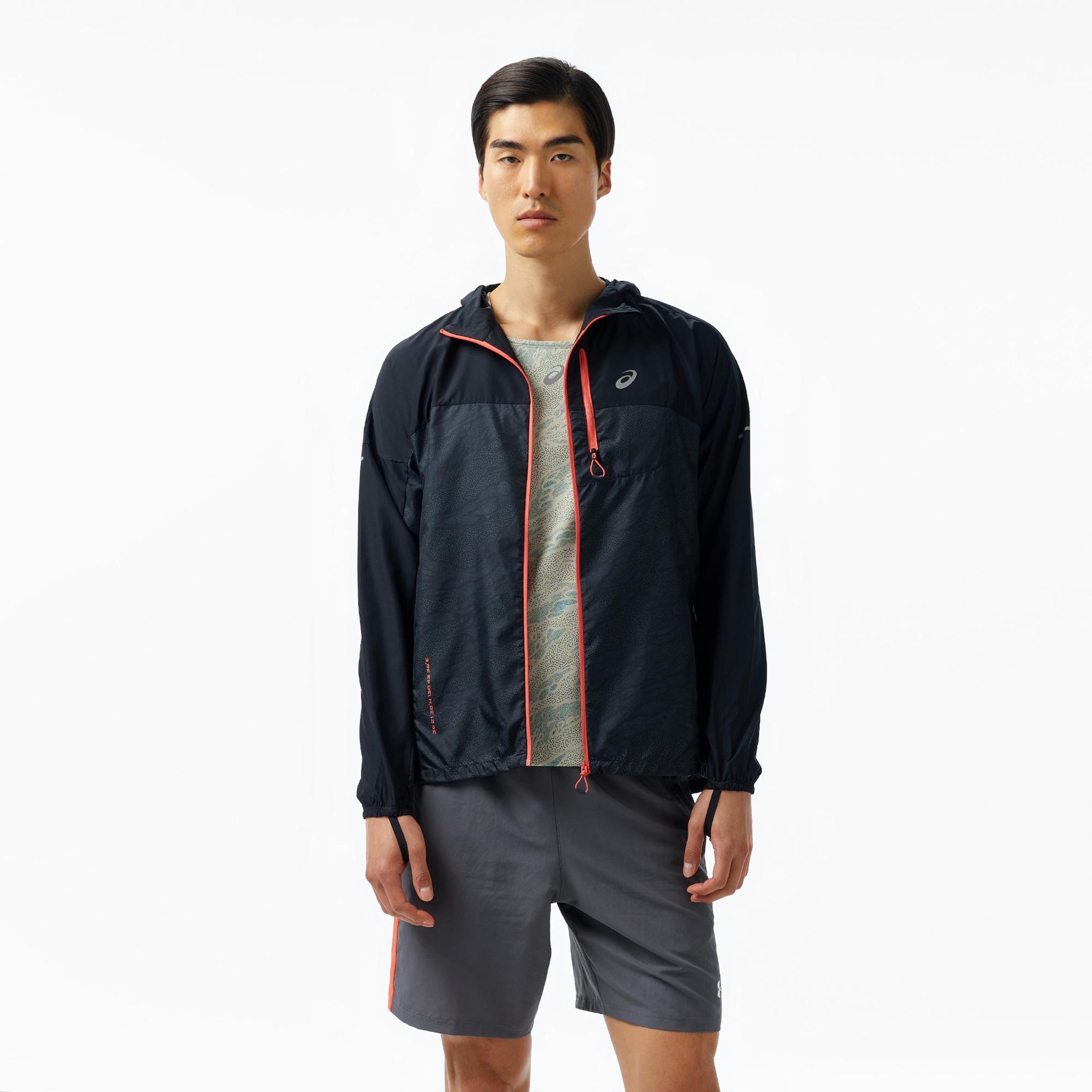 Asics Fujitrail Packable Windbreaker Erkek Siyah Koşu Ceketi