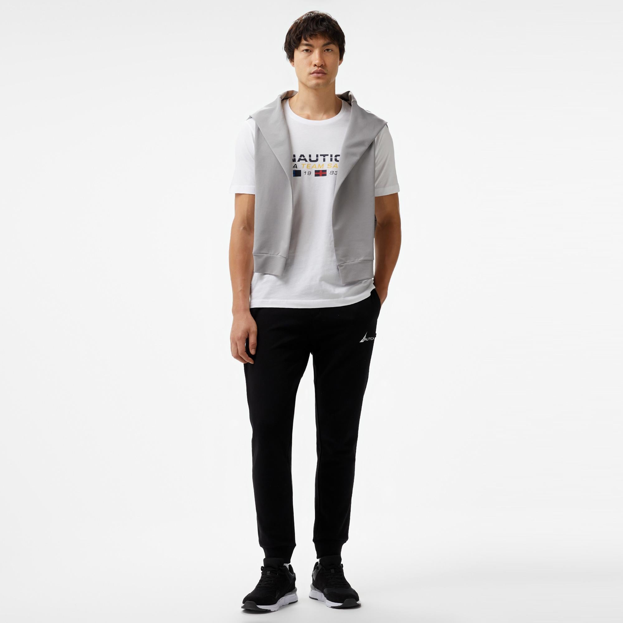 Nautica Erkek Beyaz Standart Fit Kısa Kollu Baskılı T-Shirt