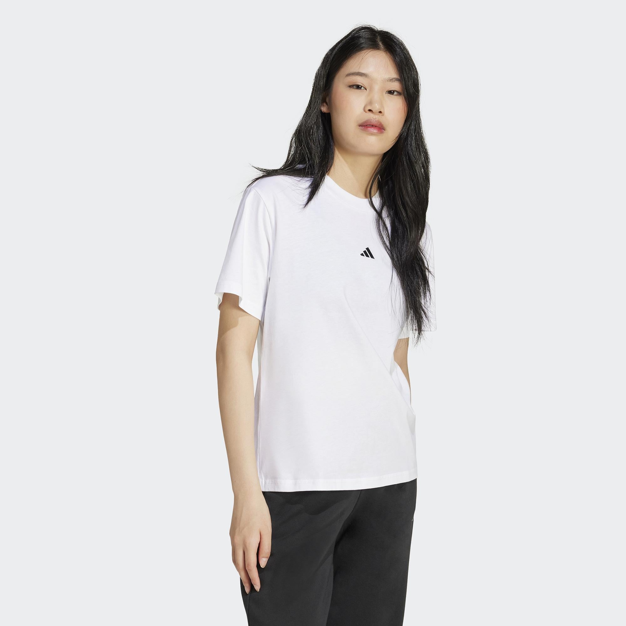 adidas Essentials Small Logo Cotton Kadın Beyaz T-Shirt