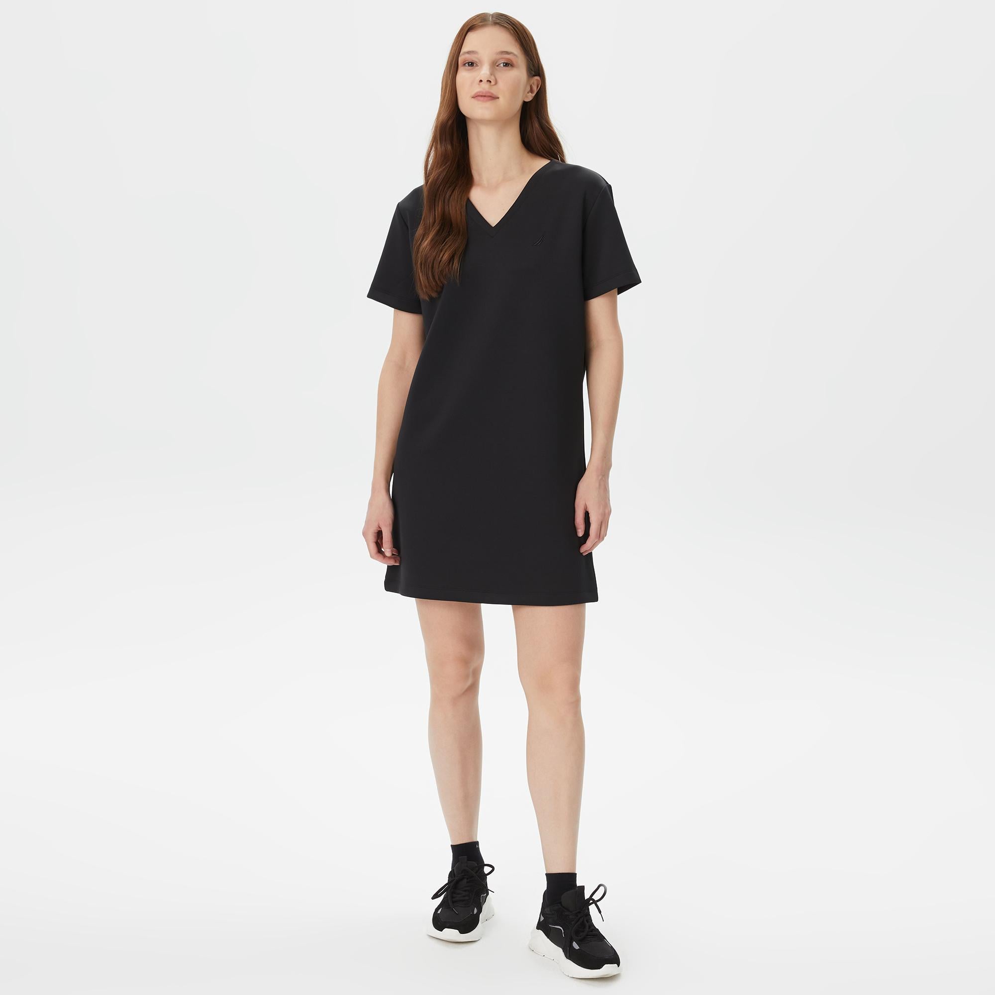 Nautica Kadın Siyah Relaxed Fit Kısa Kollu Elbise