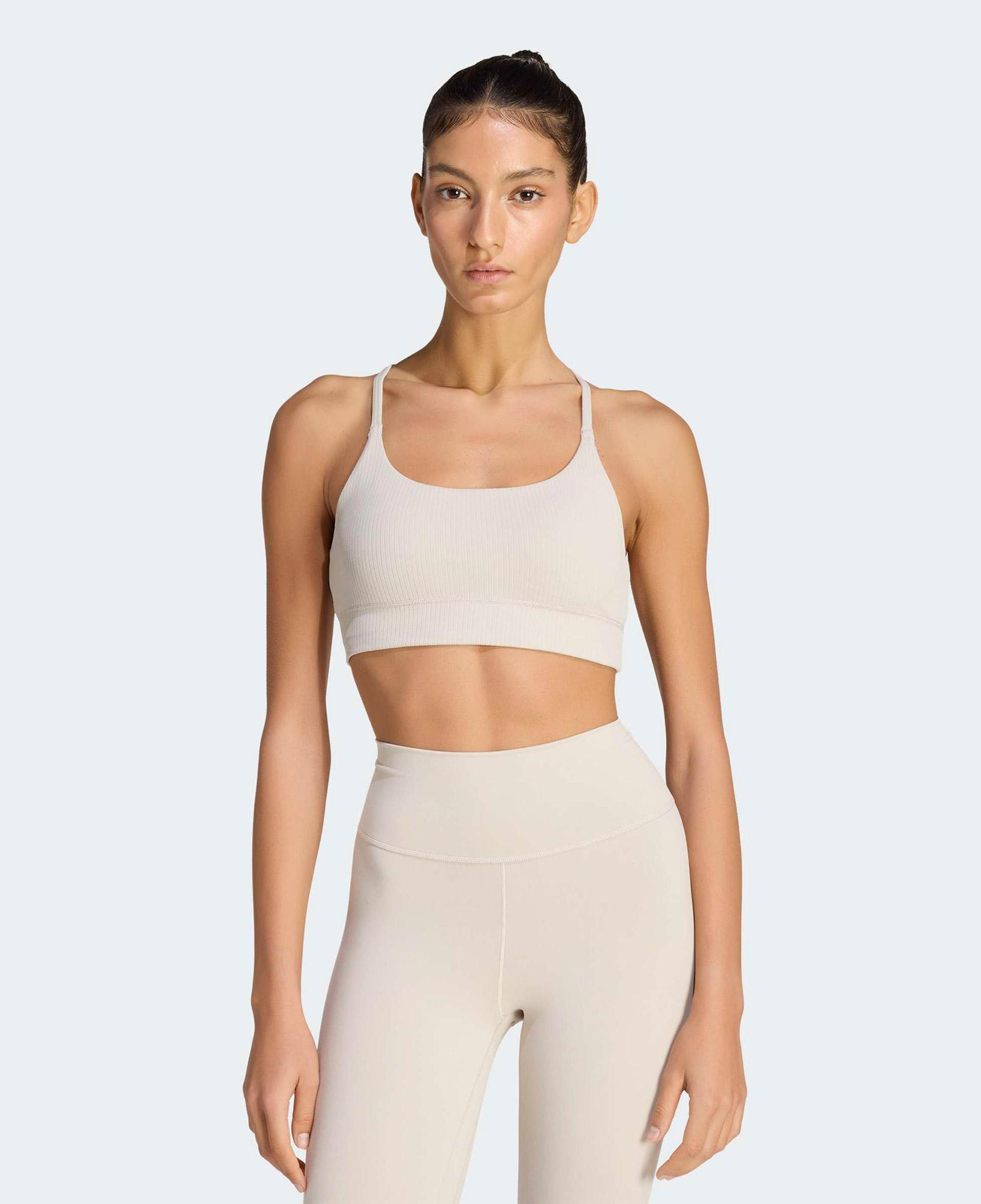 adidas All Me Light Support Rib Long Line Kadın Bej Antrenman Bra