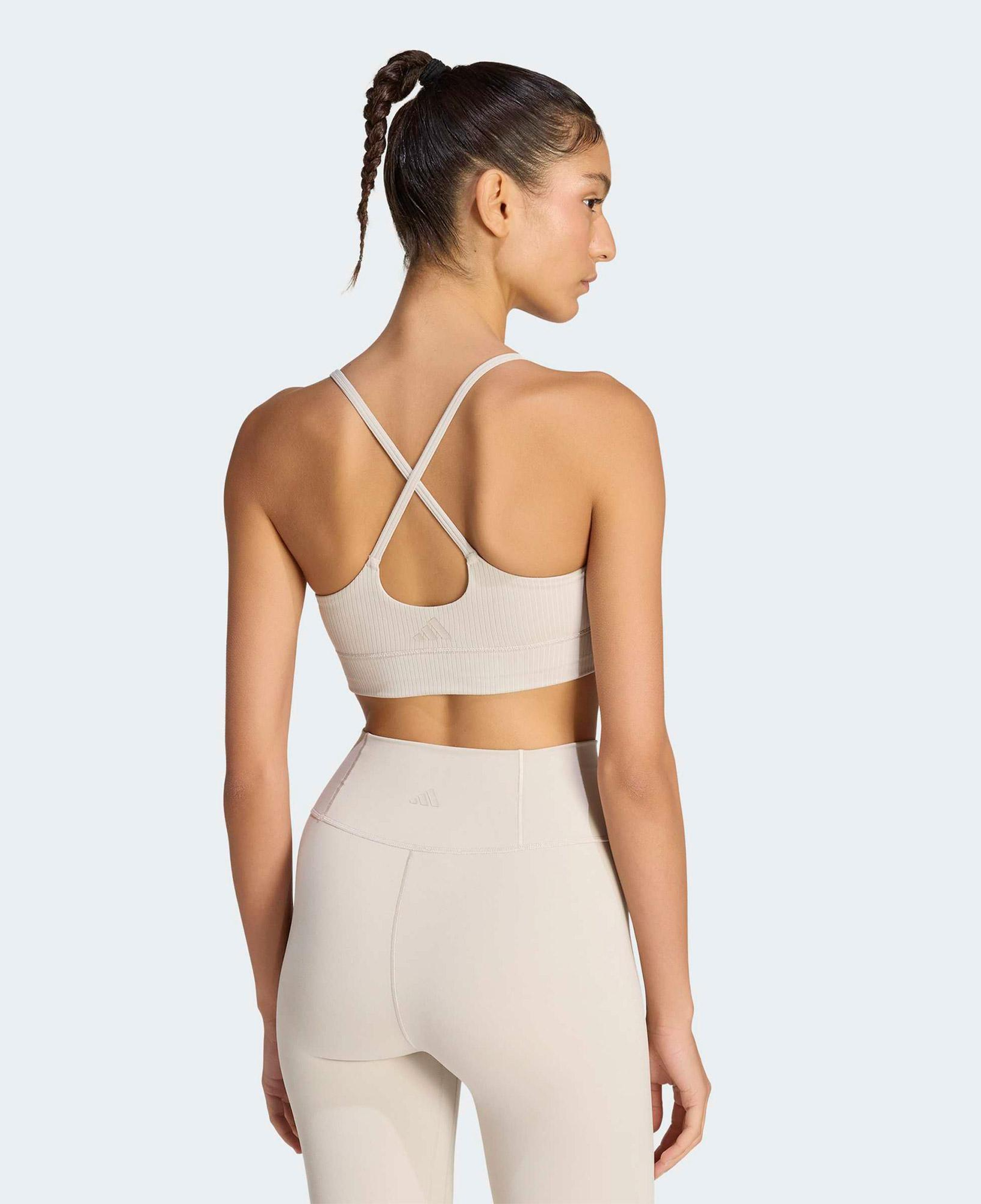 adidas All Me Light Support Rib Long Line Kadın Bej Antrenman Bra