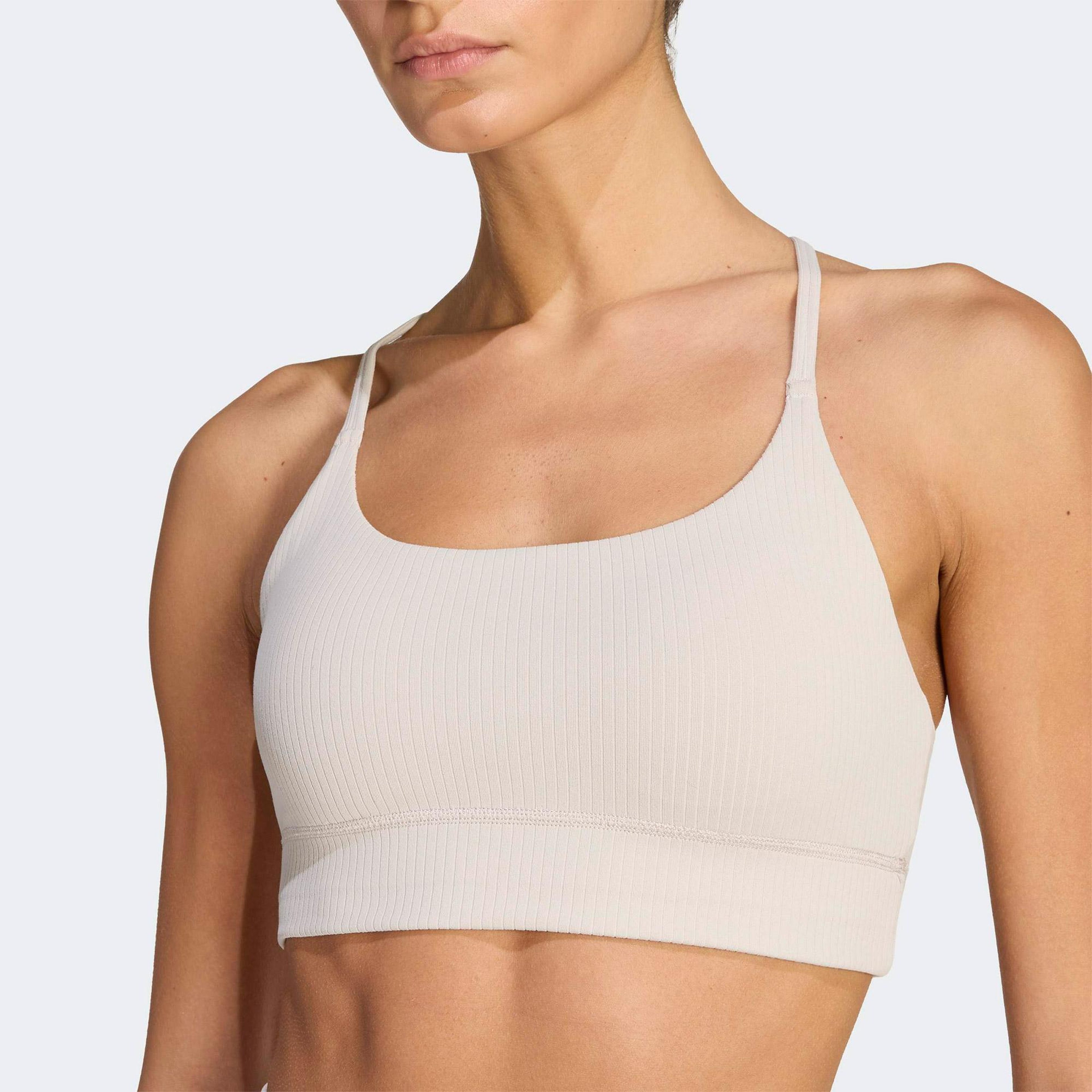 adidas All Me Light Support Rib Long Line Kadın Bej Antrenman Bra
