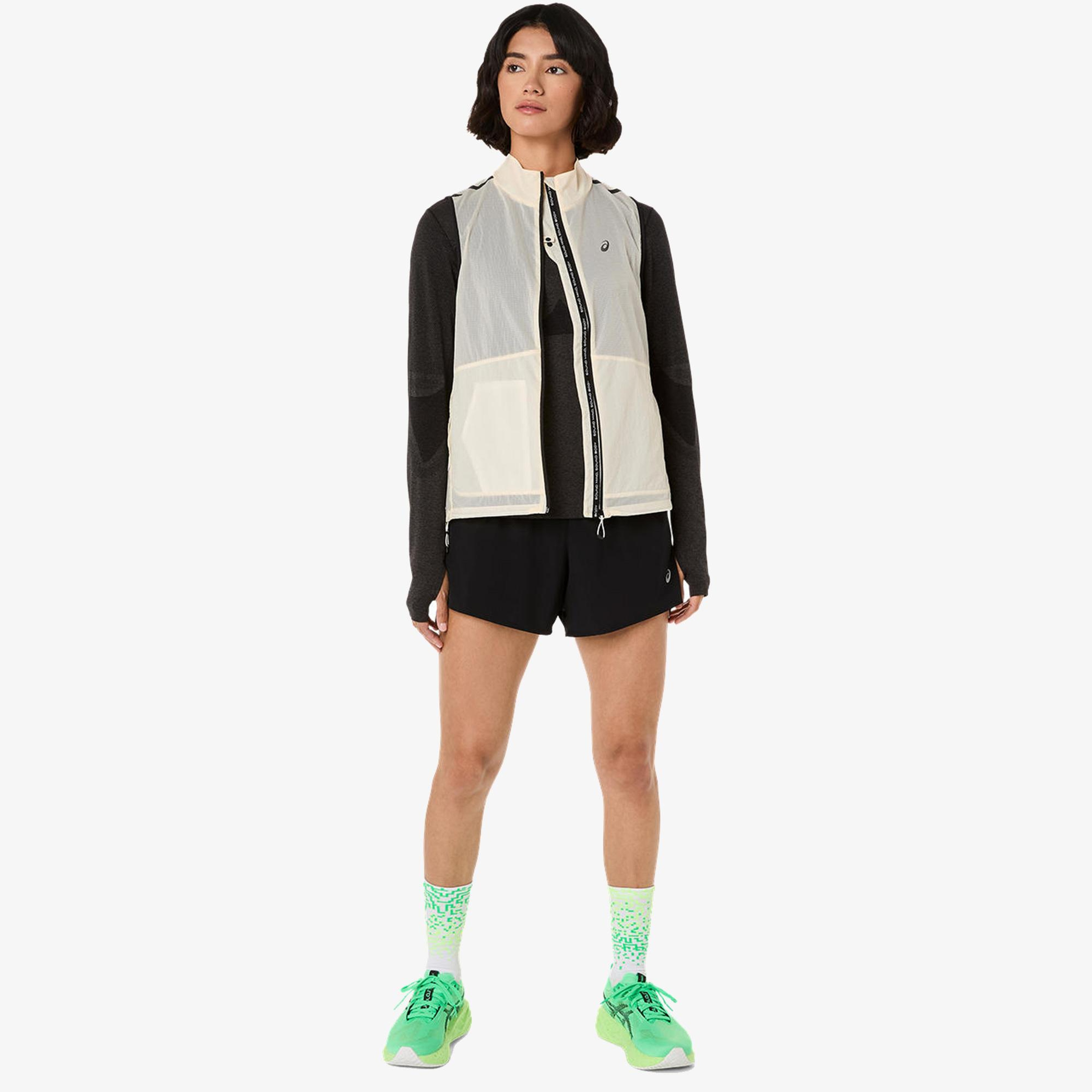 Asics Metarun Packable Gilet Kadın Krem Koşu T-Shirt