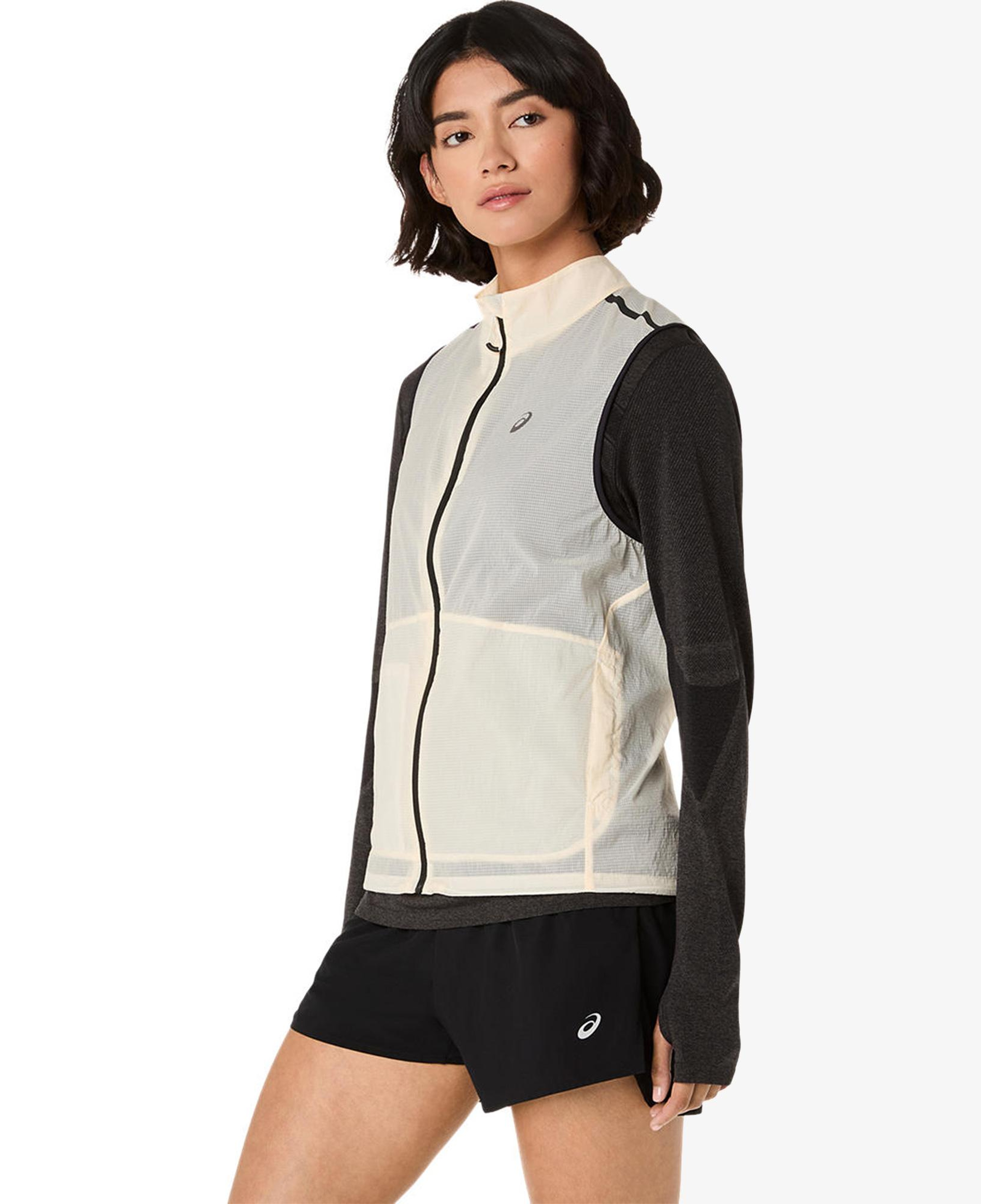 Asics Metarun Packable Gilet Kadın Krem Koşu T-Shirt