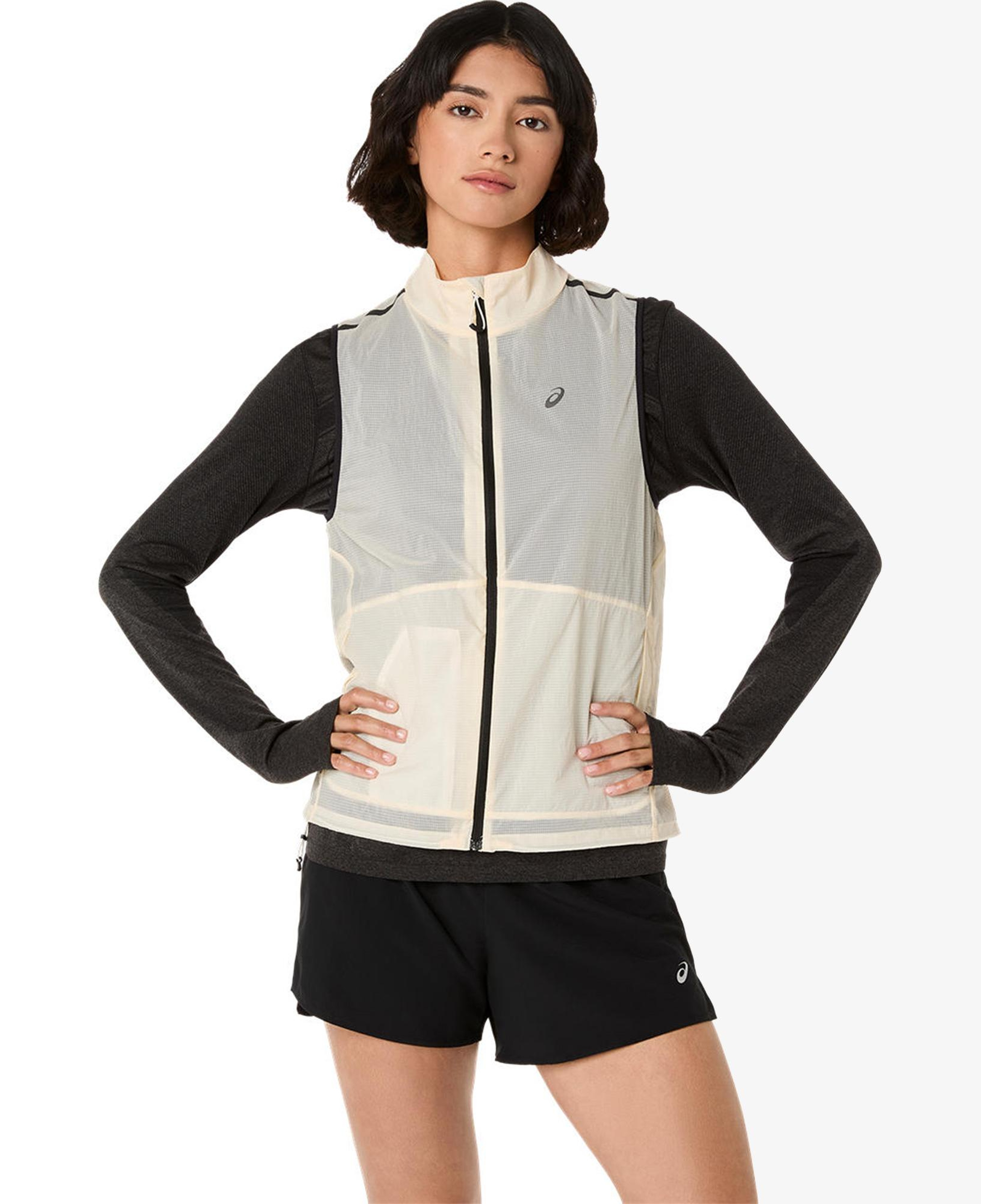 Asics Metarun Packable Gilet Kadın Krem Koşu T-Shirt