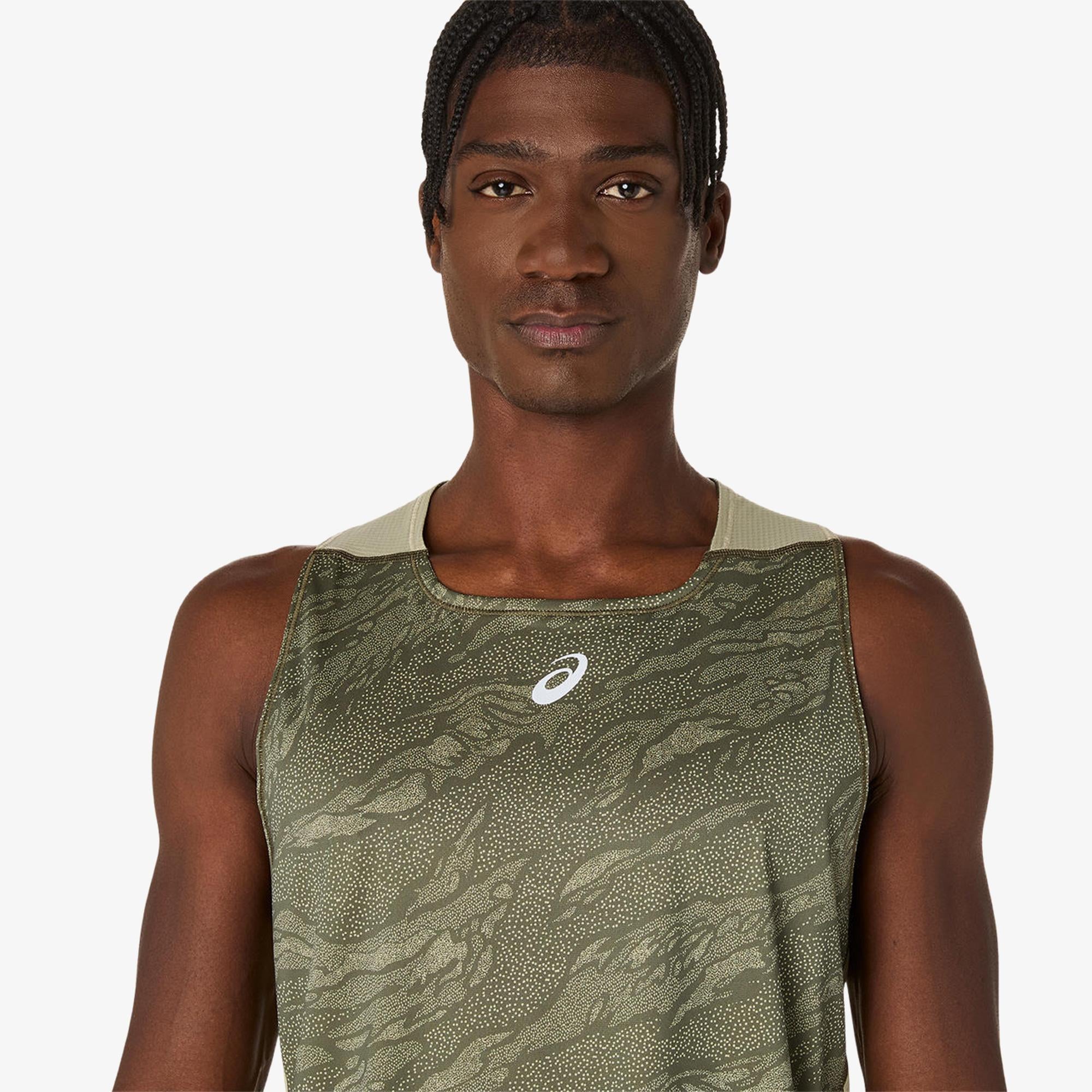Asics Fujitrail Singlet Erkek Yeşil Atlet