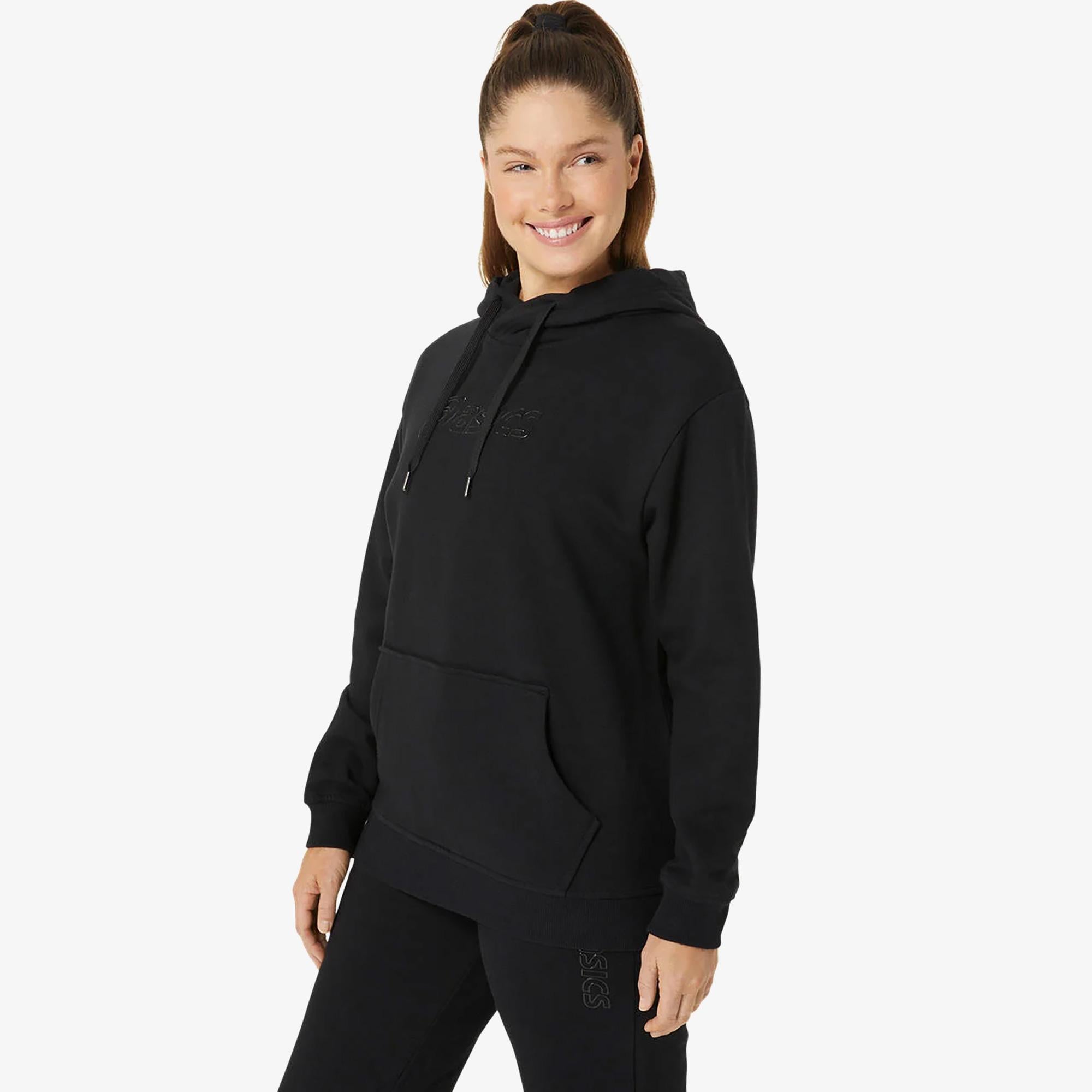 Asics Logo Oth Hoodie Kadın Siyah Sweatshirt