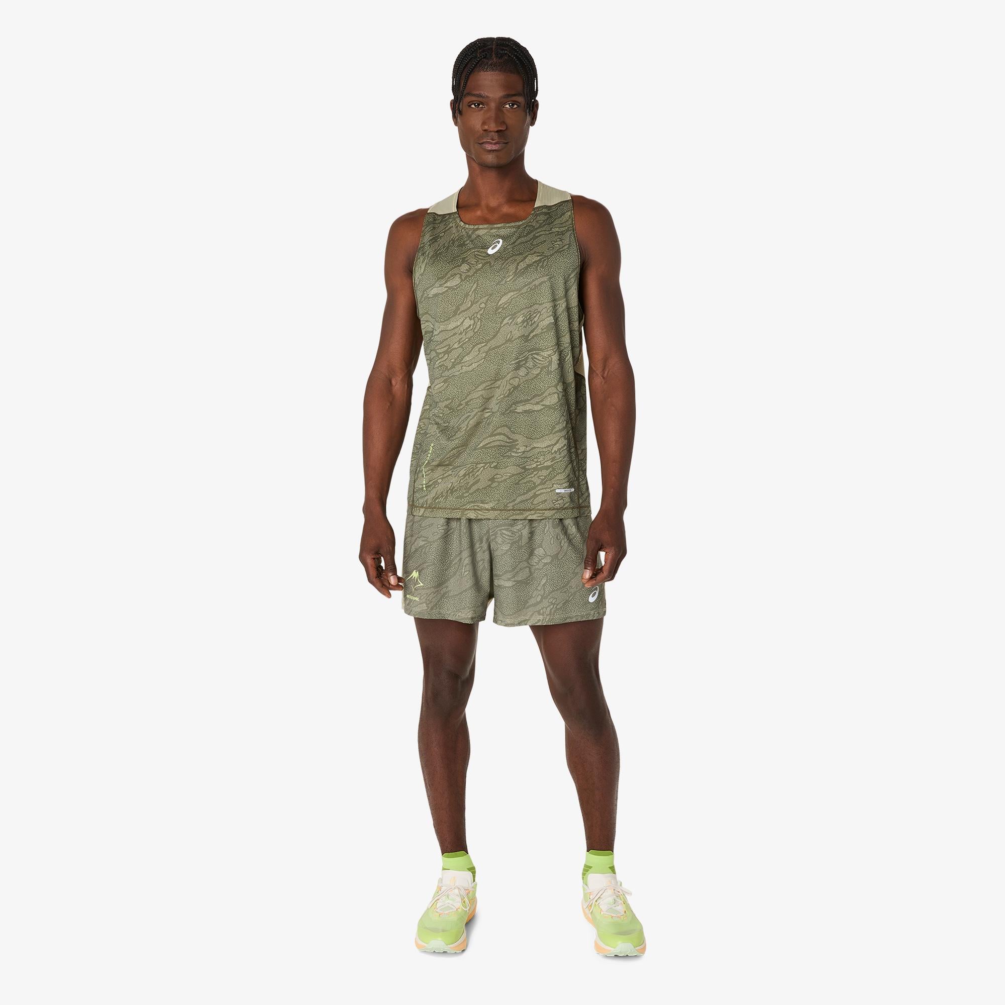 Asics Fujitrail Singlet Erkek Yeşil Atlet