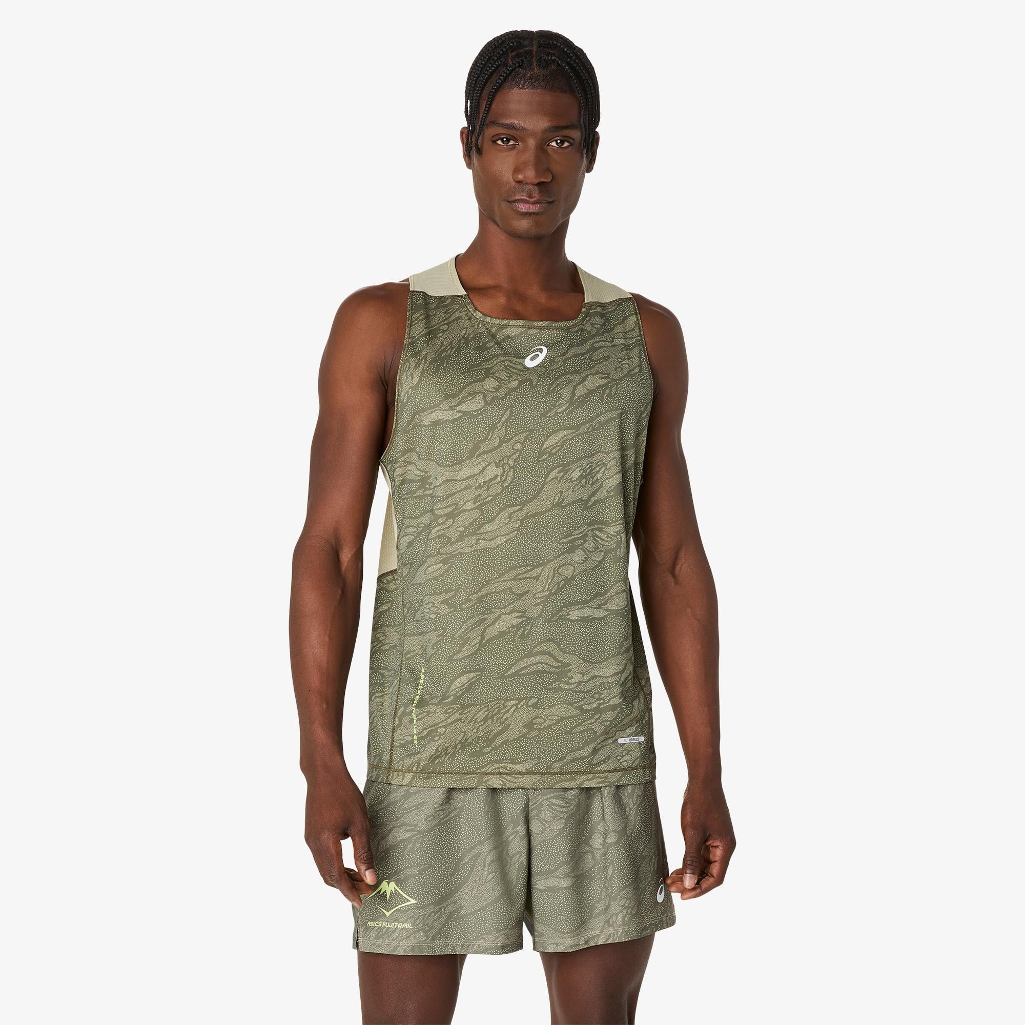 Asics Fujitrail Singlet Erkek Yeşil Atlet