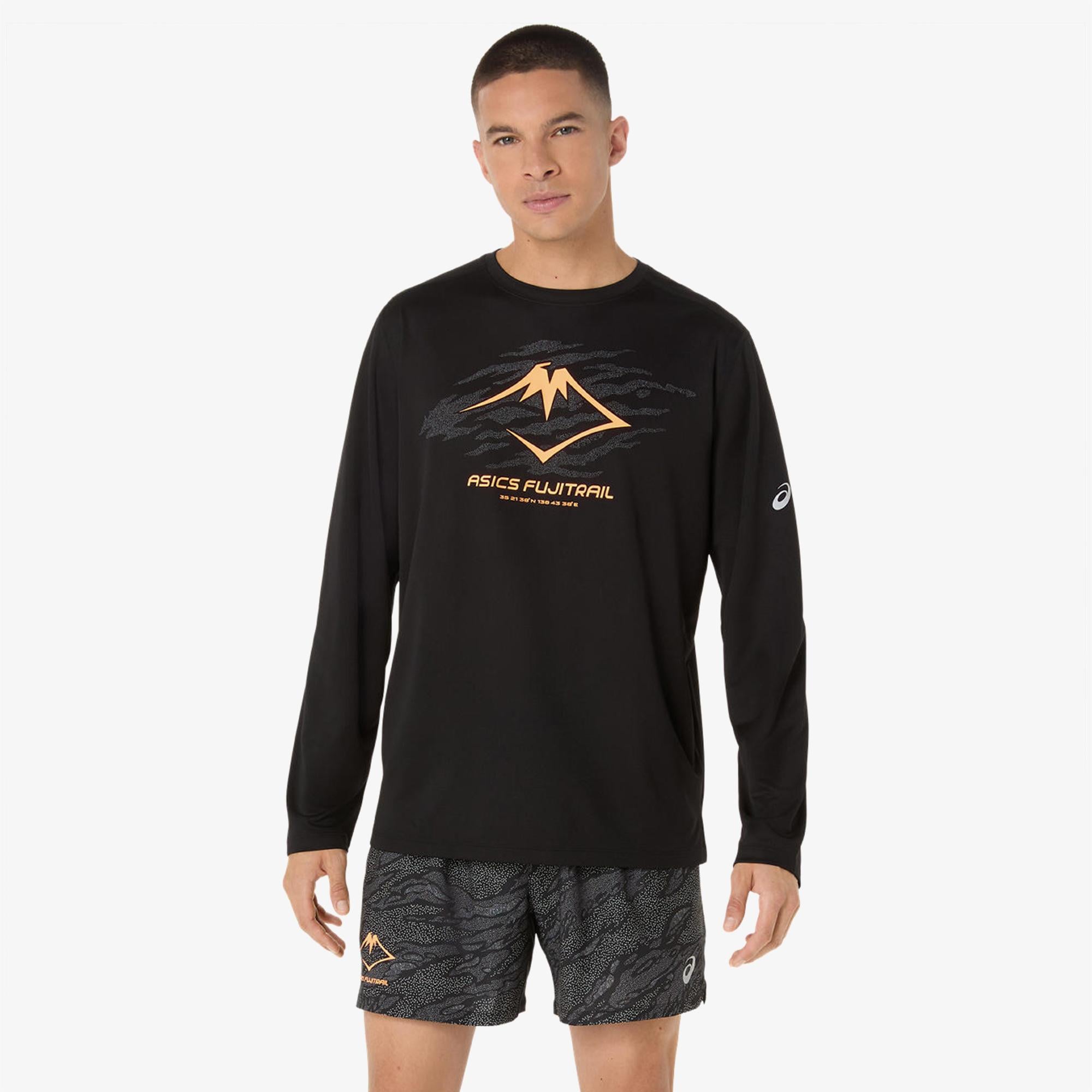 Asics Fujitrail Logo Ls Top Erkek Siyah T-Shirt
