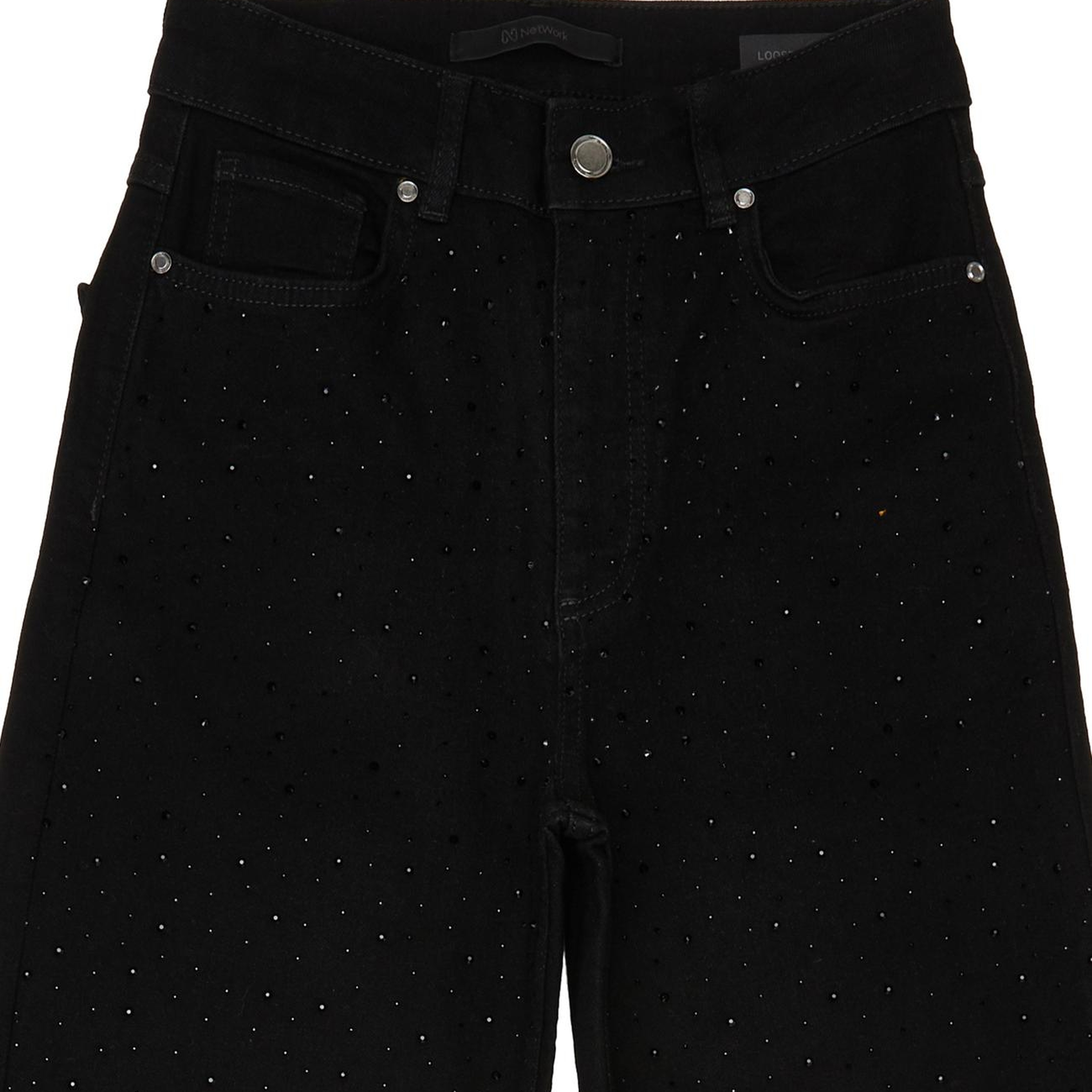 Network Kadın Siyah Taşlı Denim Pantolon
