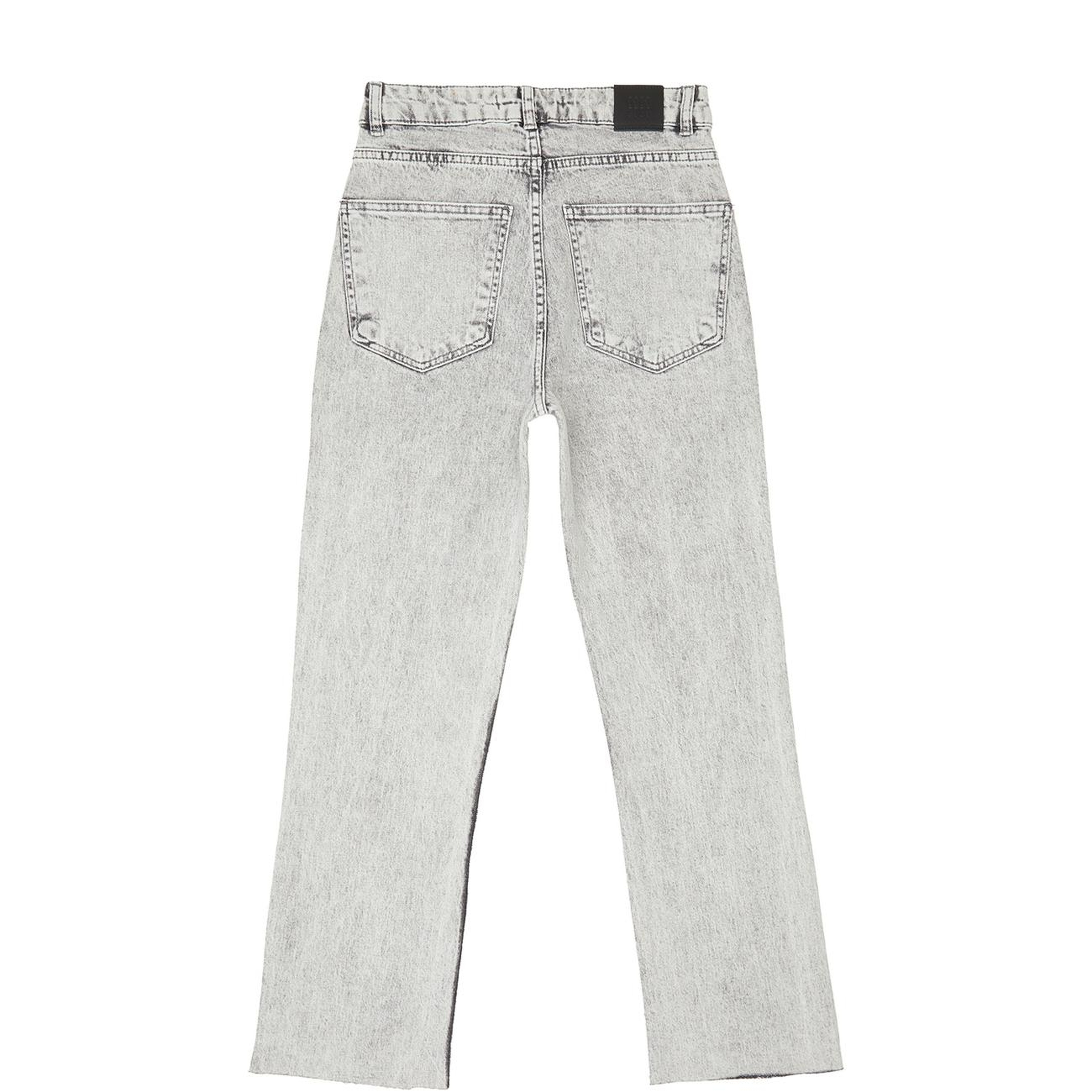 Network Kadın Açık Gri Kesik Paça Taş Baskılı Denim Pantolon