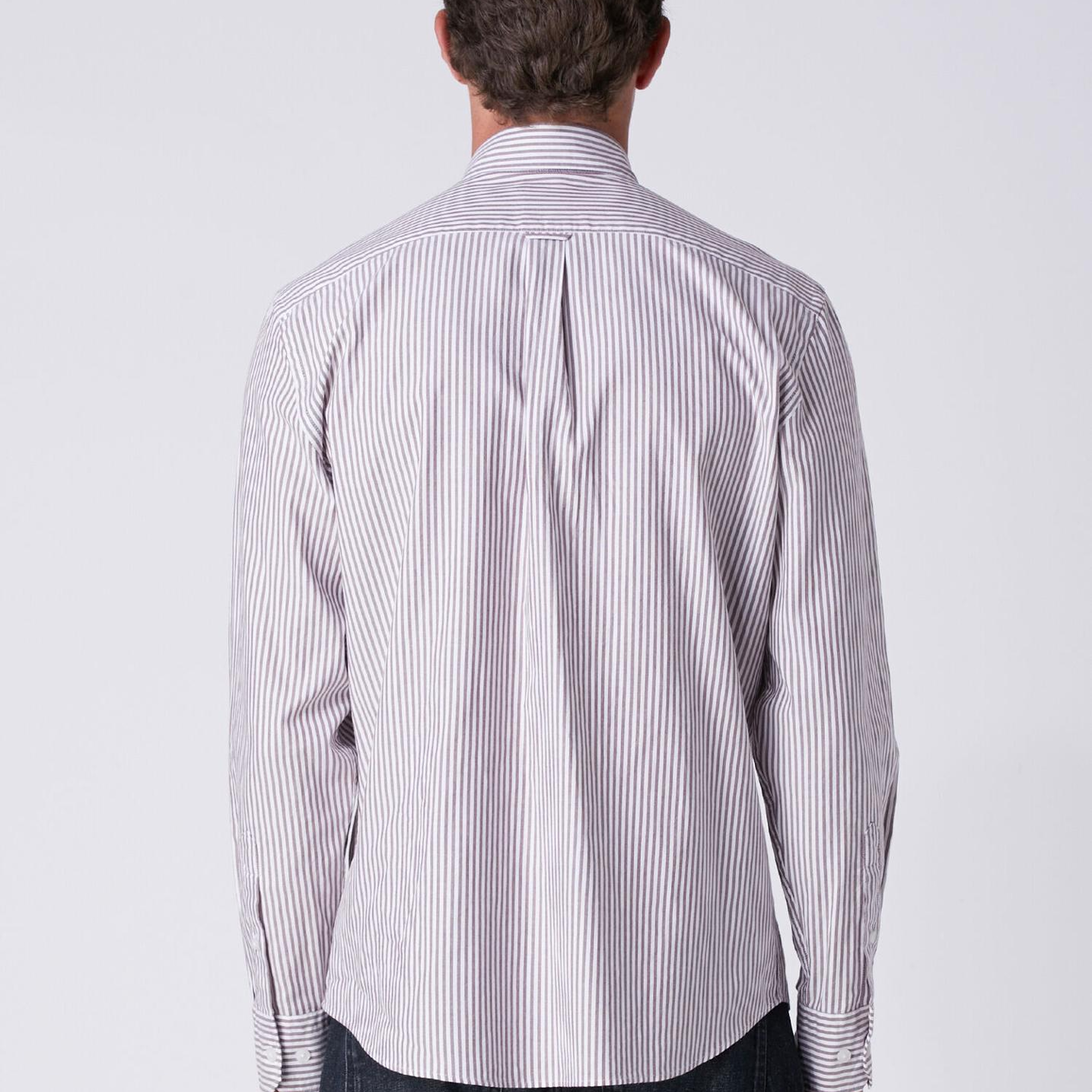 Beymen Club Erkek Comfort Fit Beyaz Bordo Çizgili Oxford Gömlek