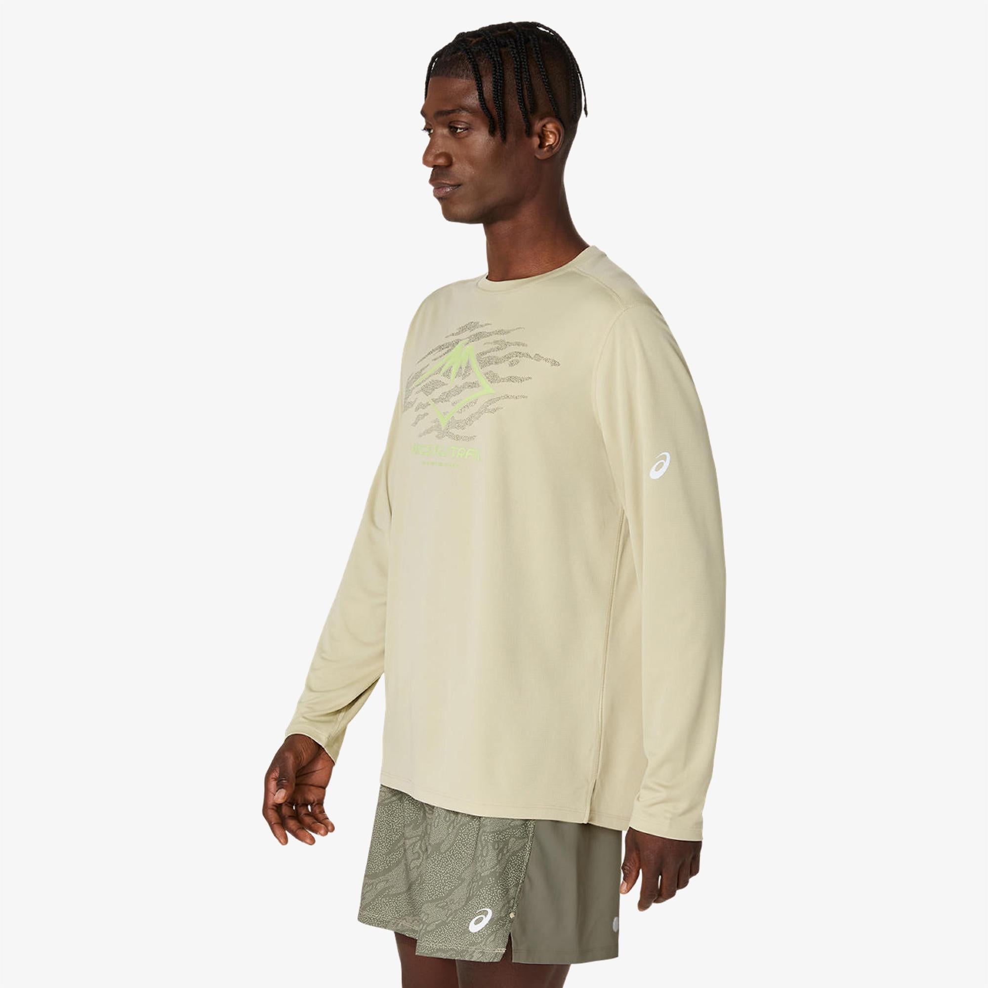 Asics Fujitrail Logo Ls Top Erkek Yeşil T-Shirt