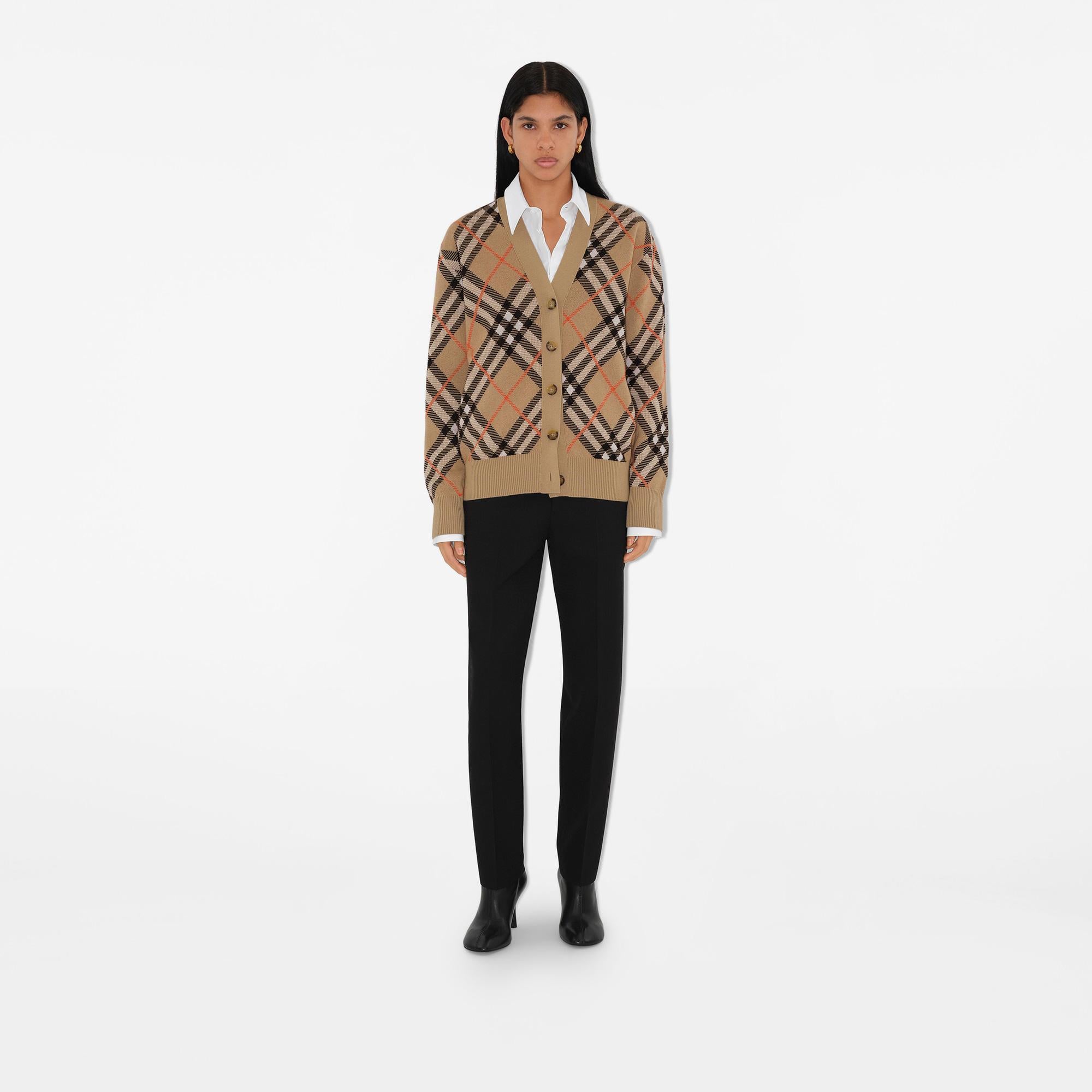 Burberry Check Yün Karışımlı Kadın Bej Hırka