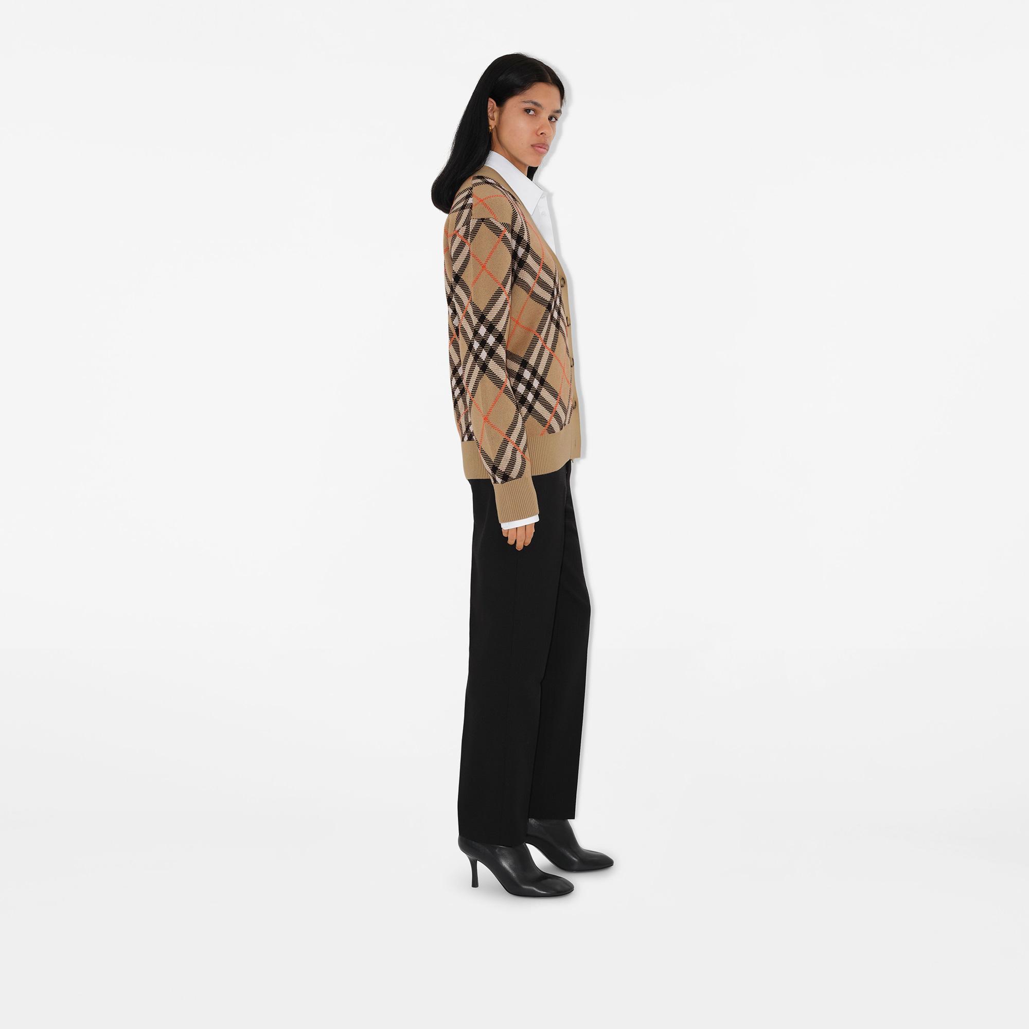 Burberry Check Yün Karışımlı Kadın Bej Hırka