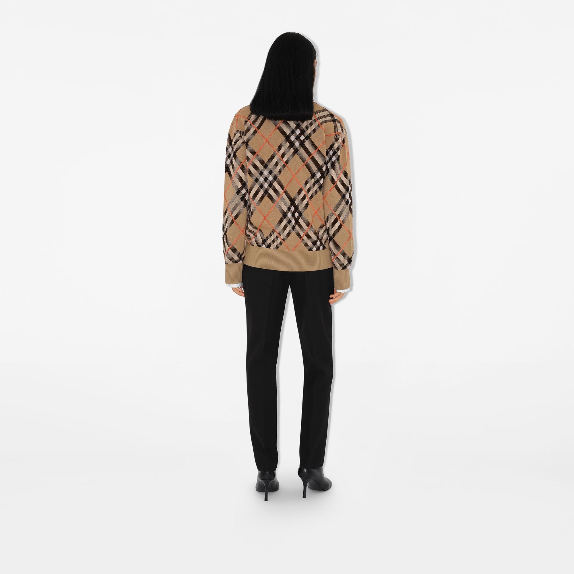 Burberry Check Yün Karışımlı Kadın Bej Hırka