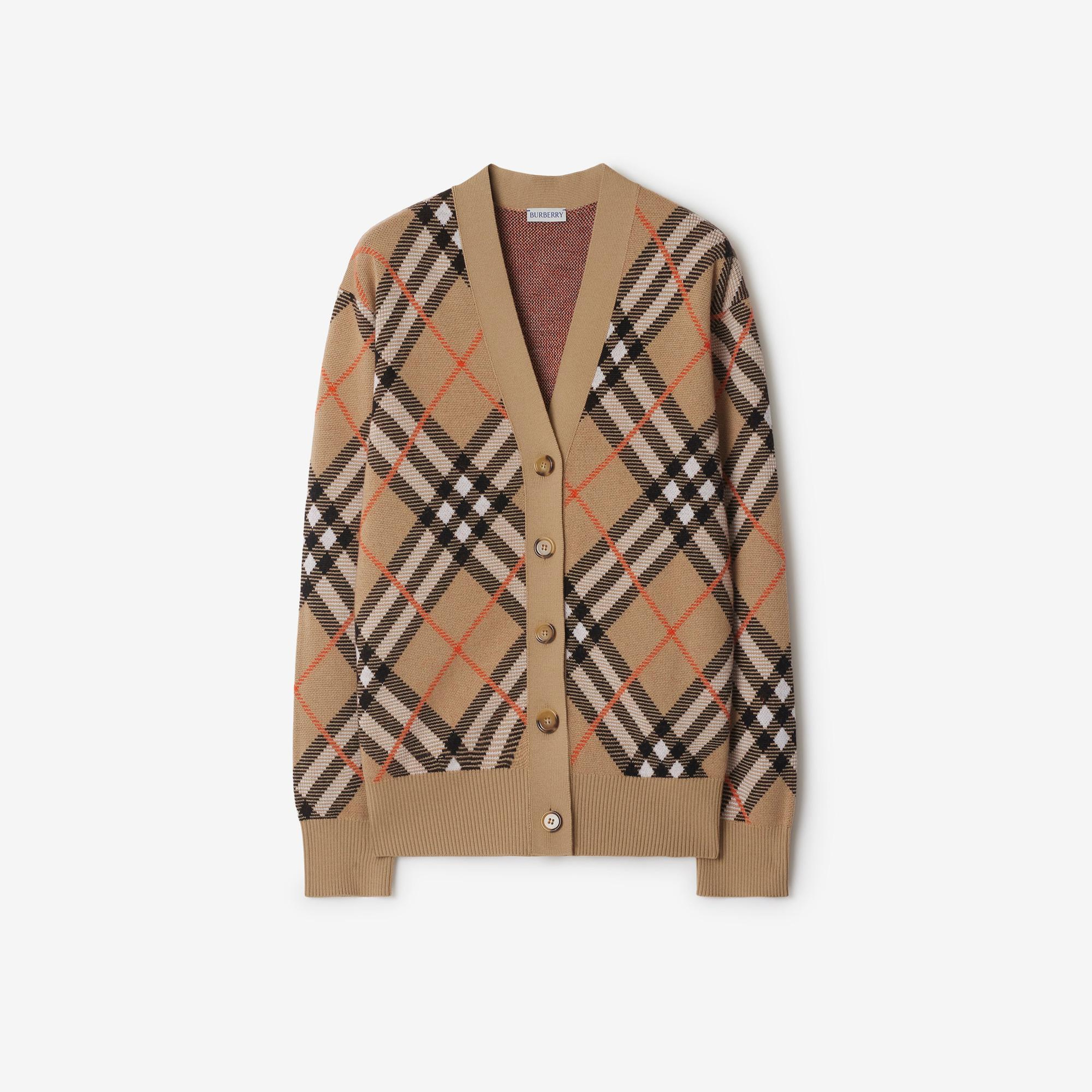 Burberry Check Yün Karışımlı Kadın Bej Hırka