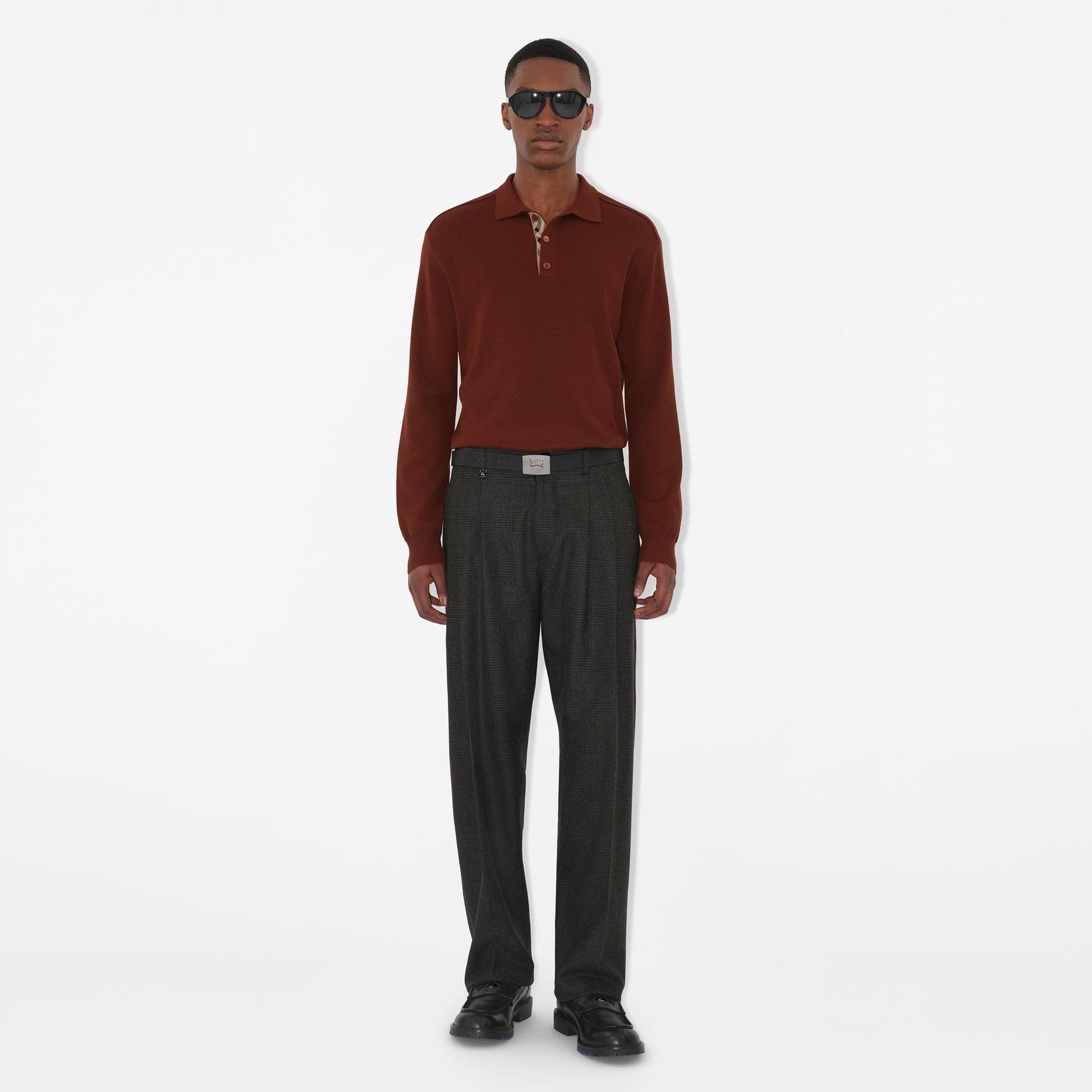 Burberry Wool Erkek Bordo Uzun Kollu Triko