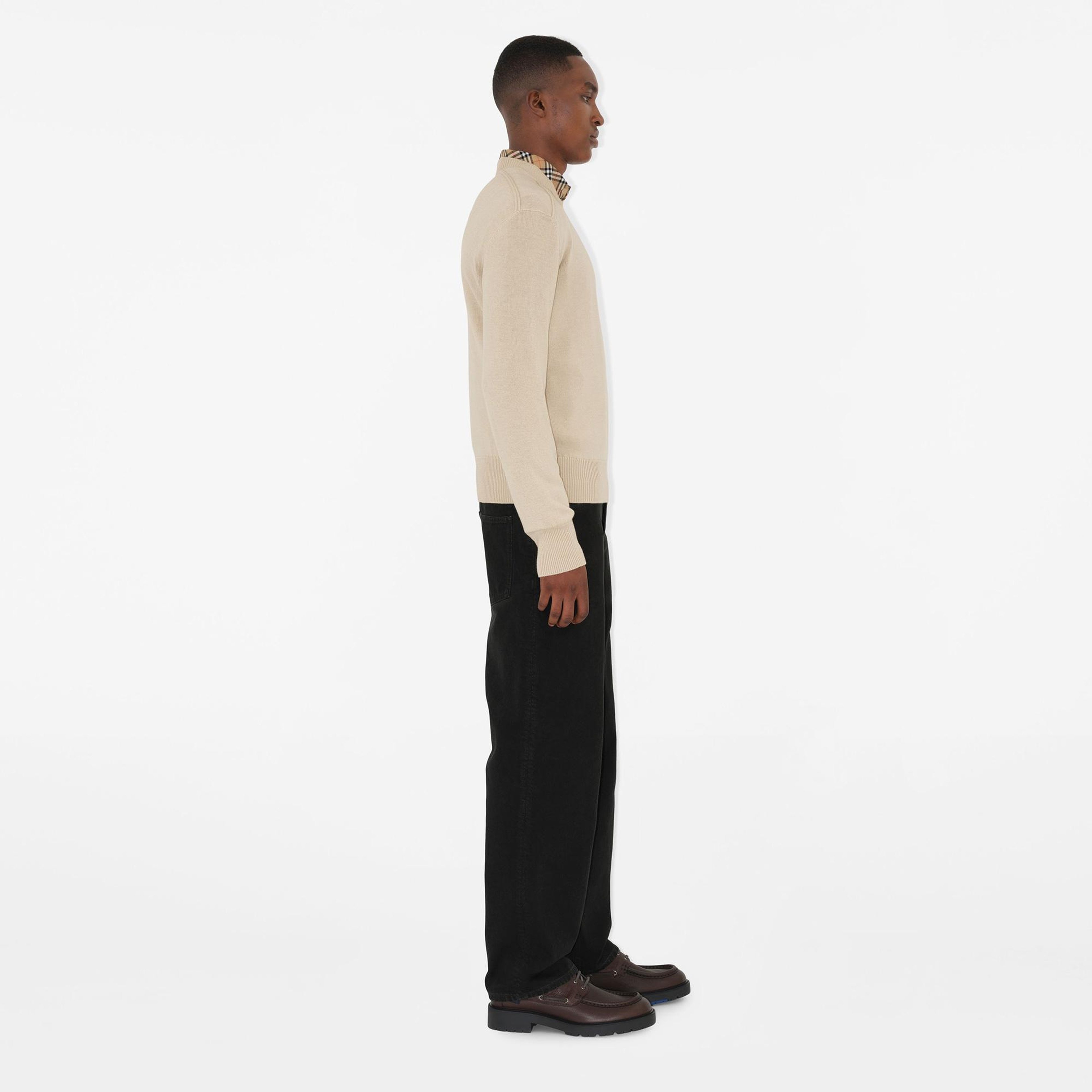 Burberry Smt Label Wool Erkek Krem Kazak