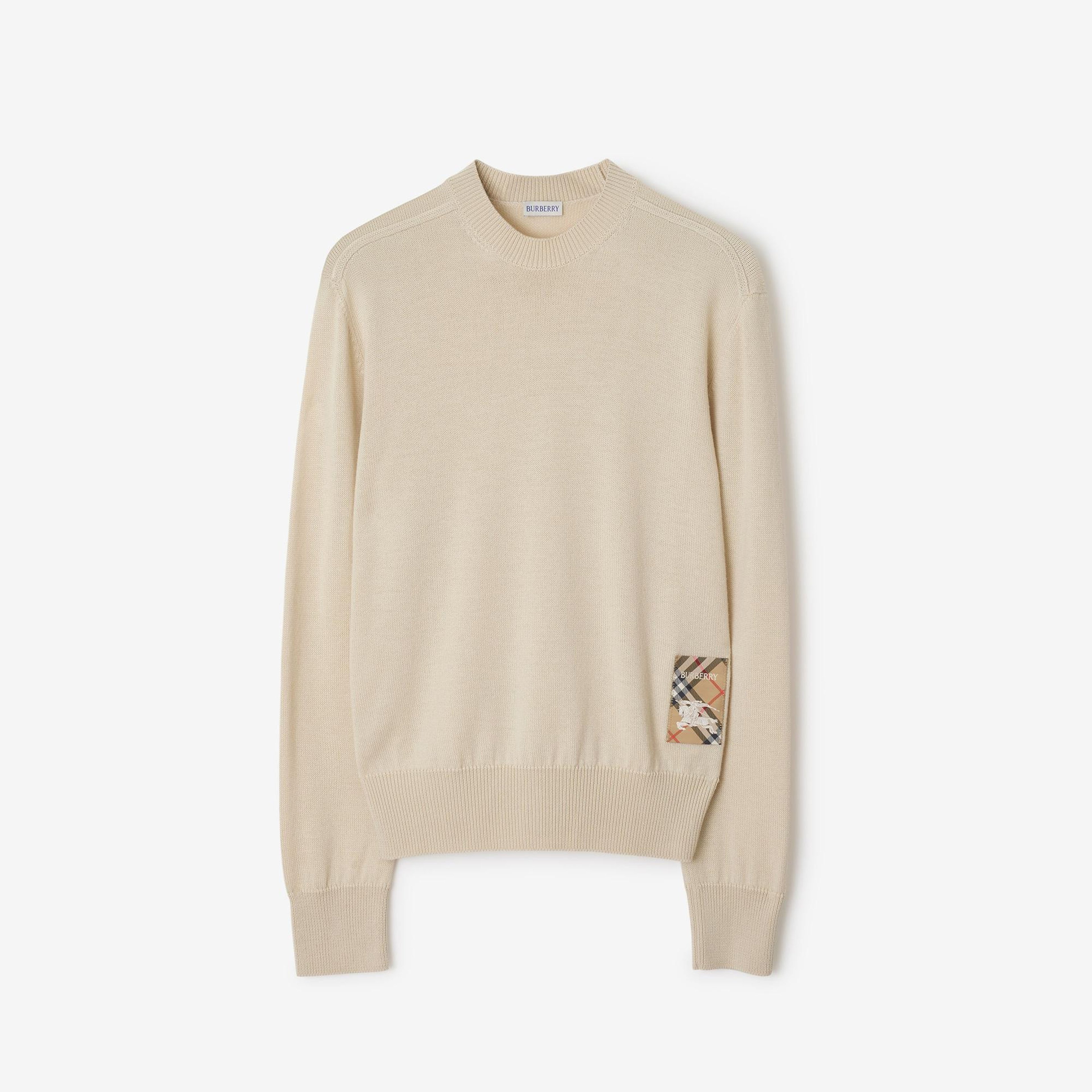 Burberry Smt Label Wool Erkek Krem Kazak