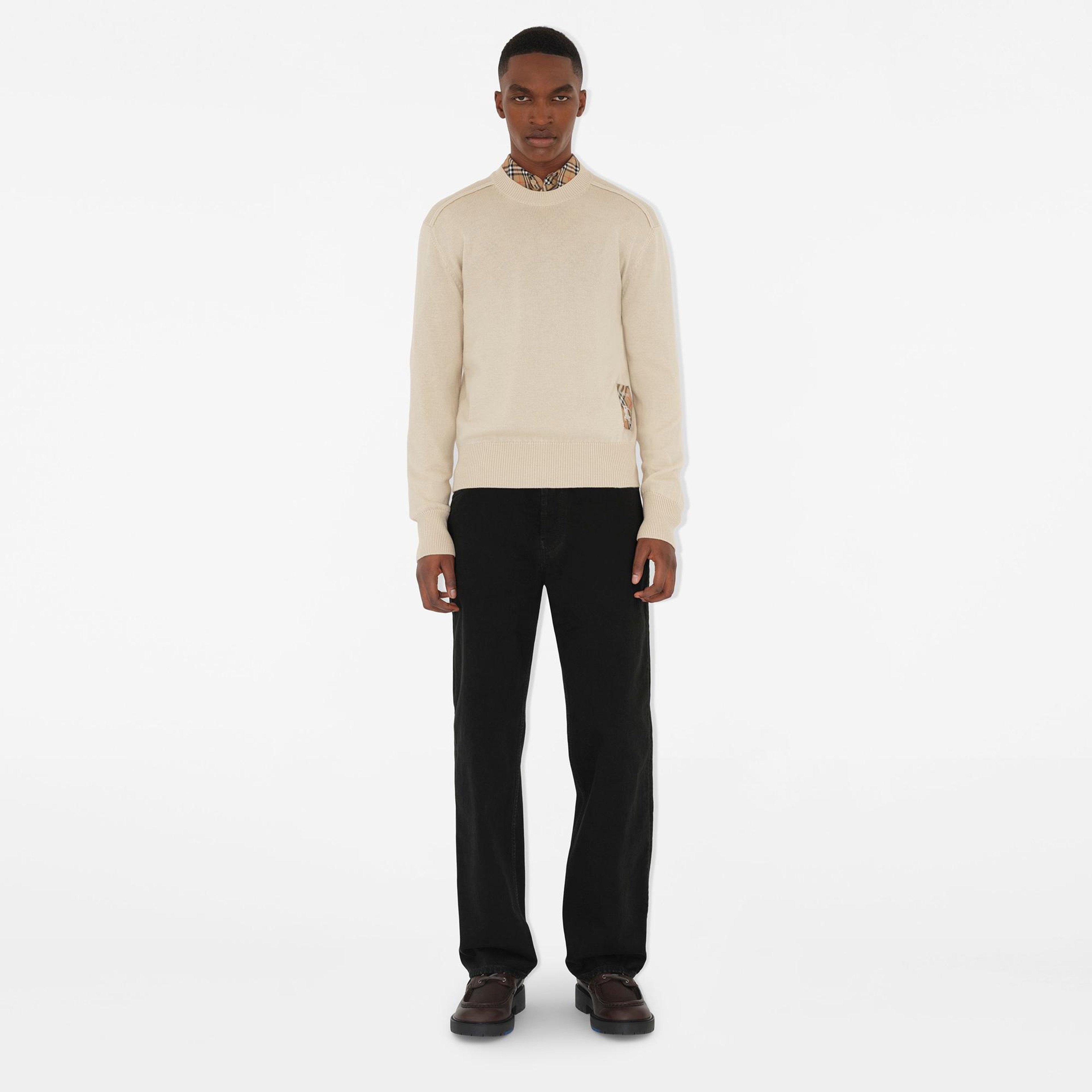 Burberry Smt Label Wool Erkek Krem Kazak