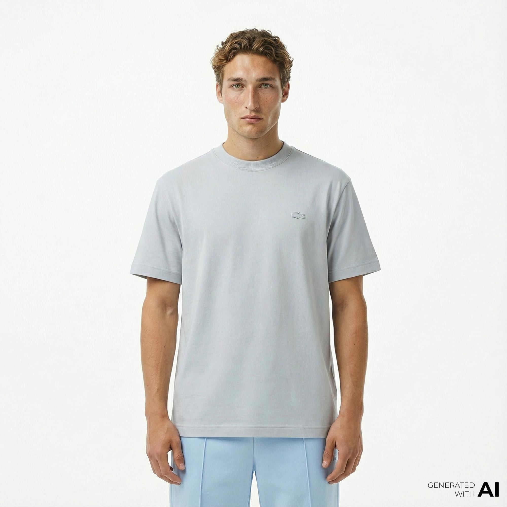 Erkek Relaxed Fit Bisiklet Yaka Gri T-Shirt